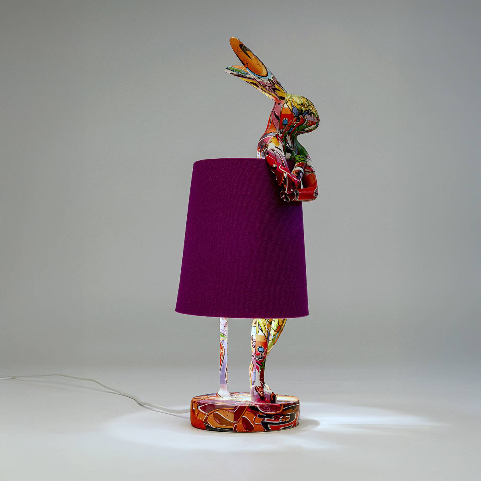 KARE Tischleuchte Animal Rabbit, lila/graffiti, 50 cm, E14 günstig online kaufen