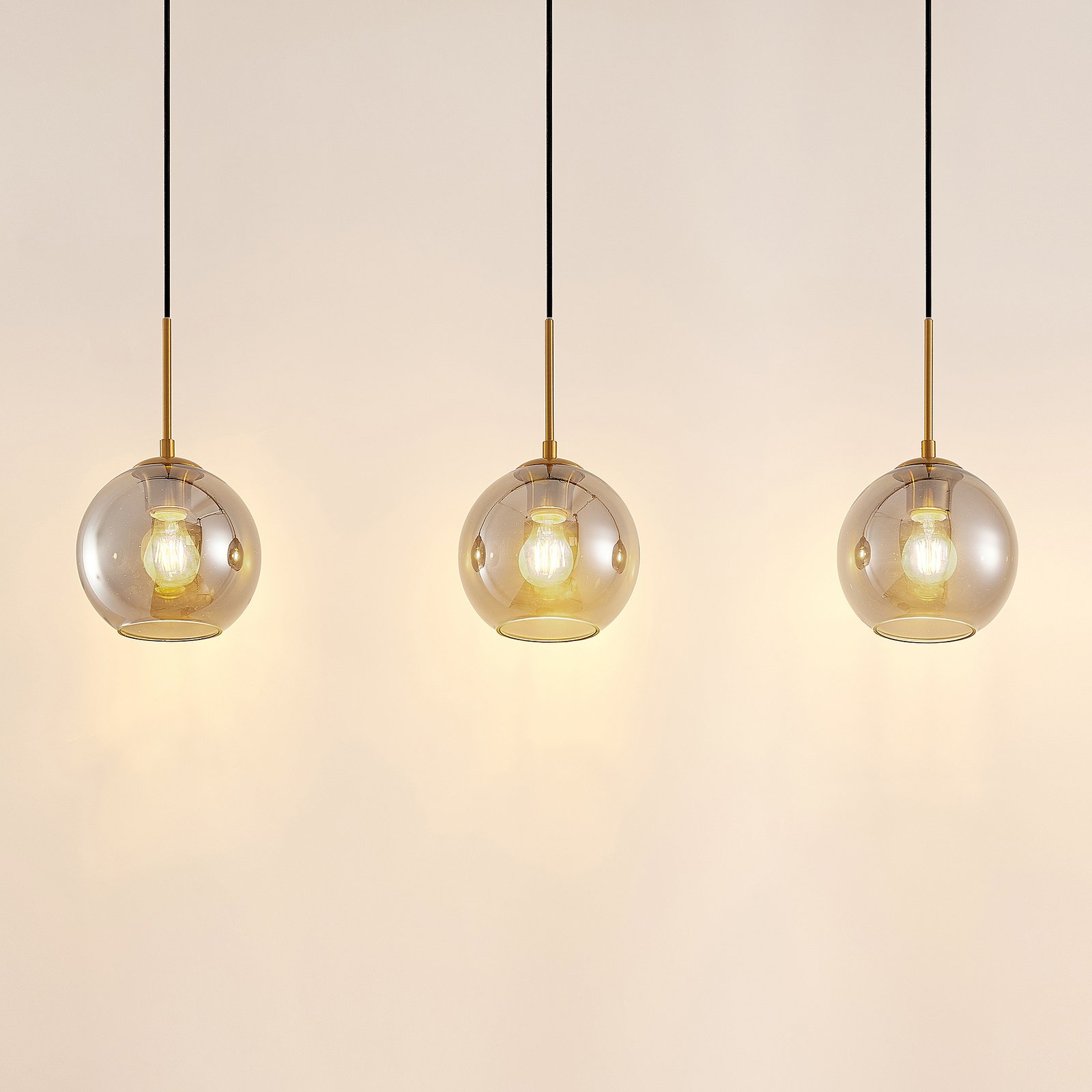 Hiwana 3 Suspension Smoke/Brass - Lindby