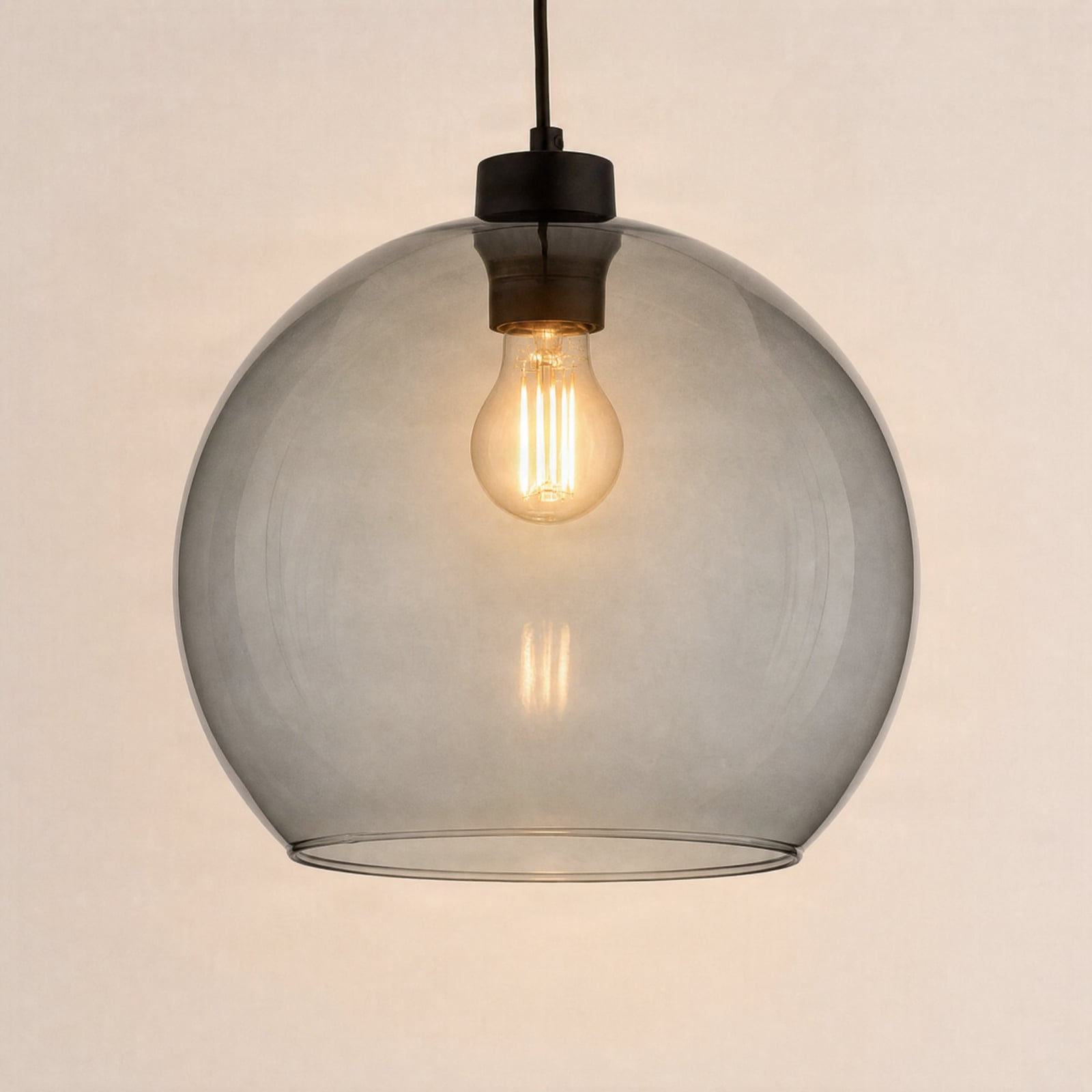 Cubus pendant light, smoky grey, glass, Ø 30 cm, E27