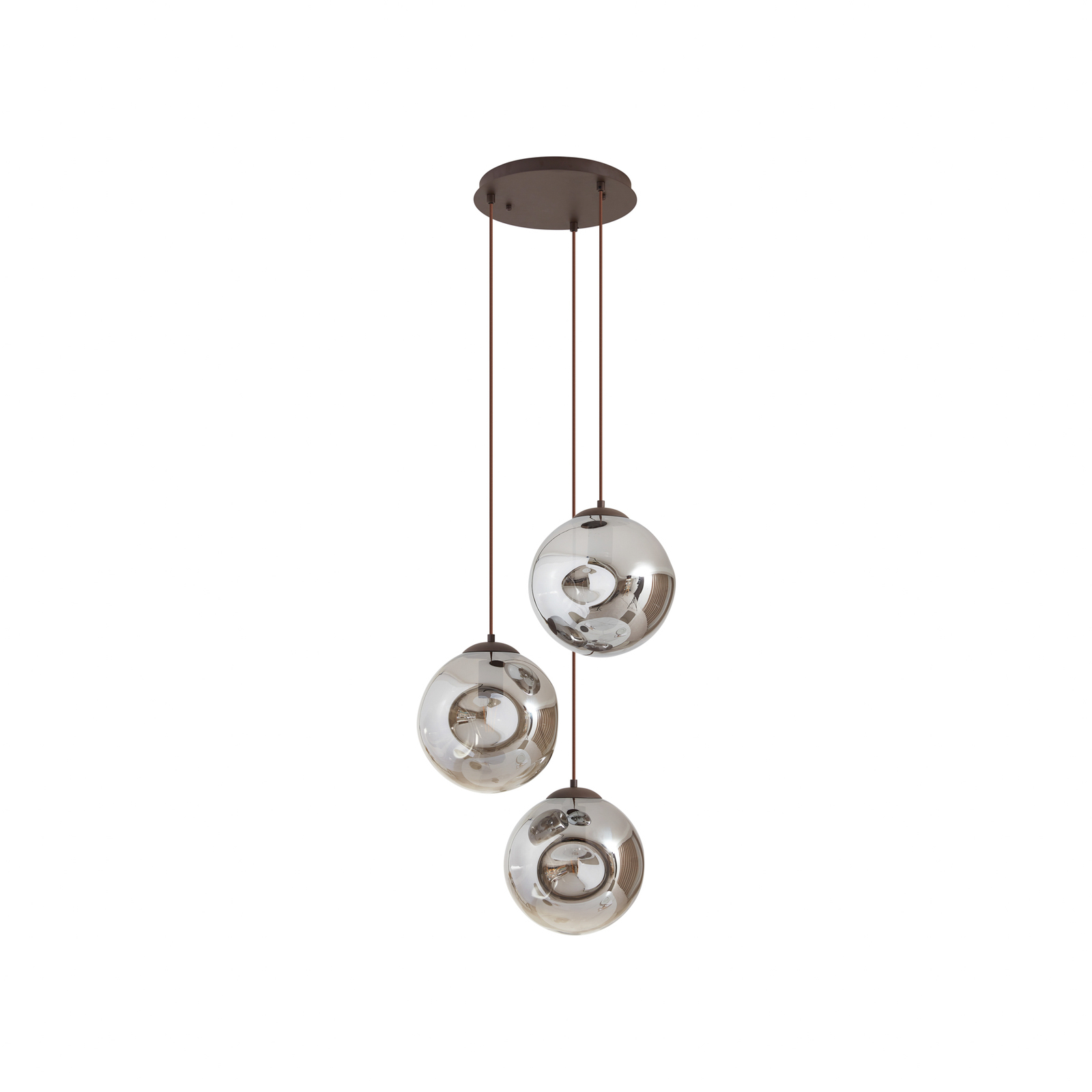 Lindby hanglamp Valentina, E27, Ø 49 cm, rookgrijs, glas