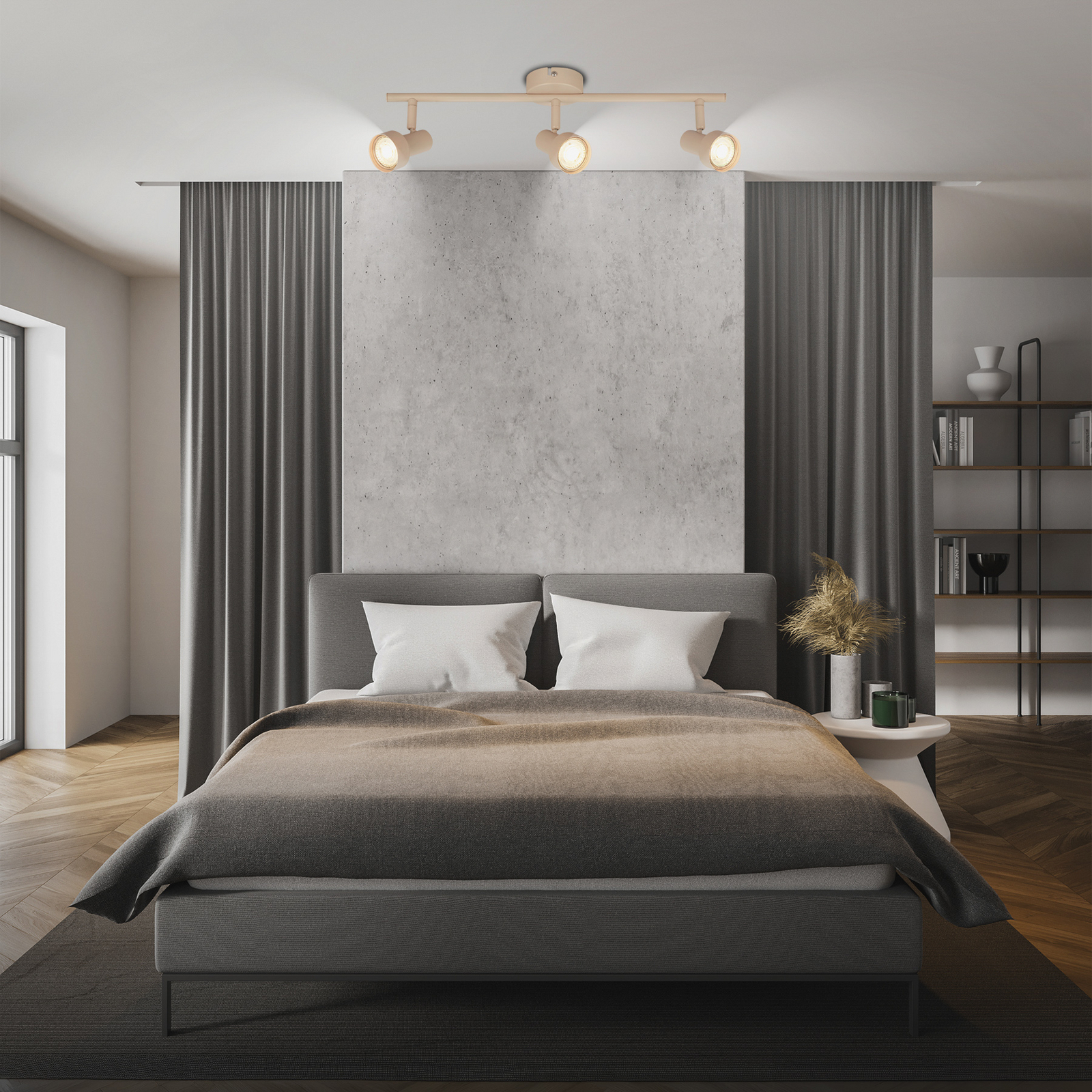 Deckenstrahler Tapp, beige, Länge 48 cm, 3-flg., Metall GU10 Deckenstrahler Tapp, beige, Länge 48 cm, 3-flg., Metall GU10