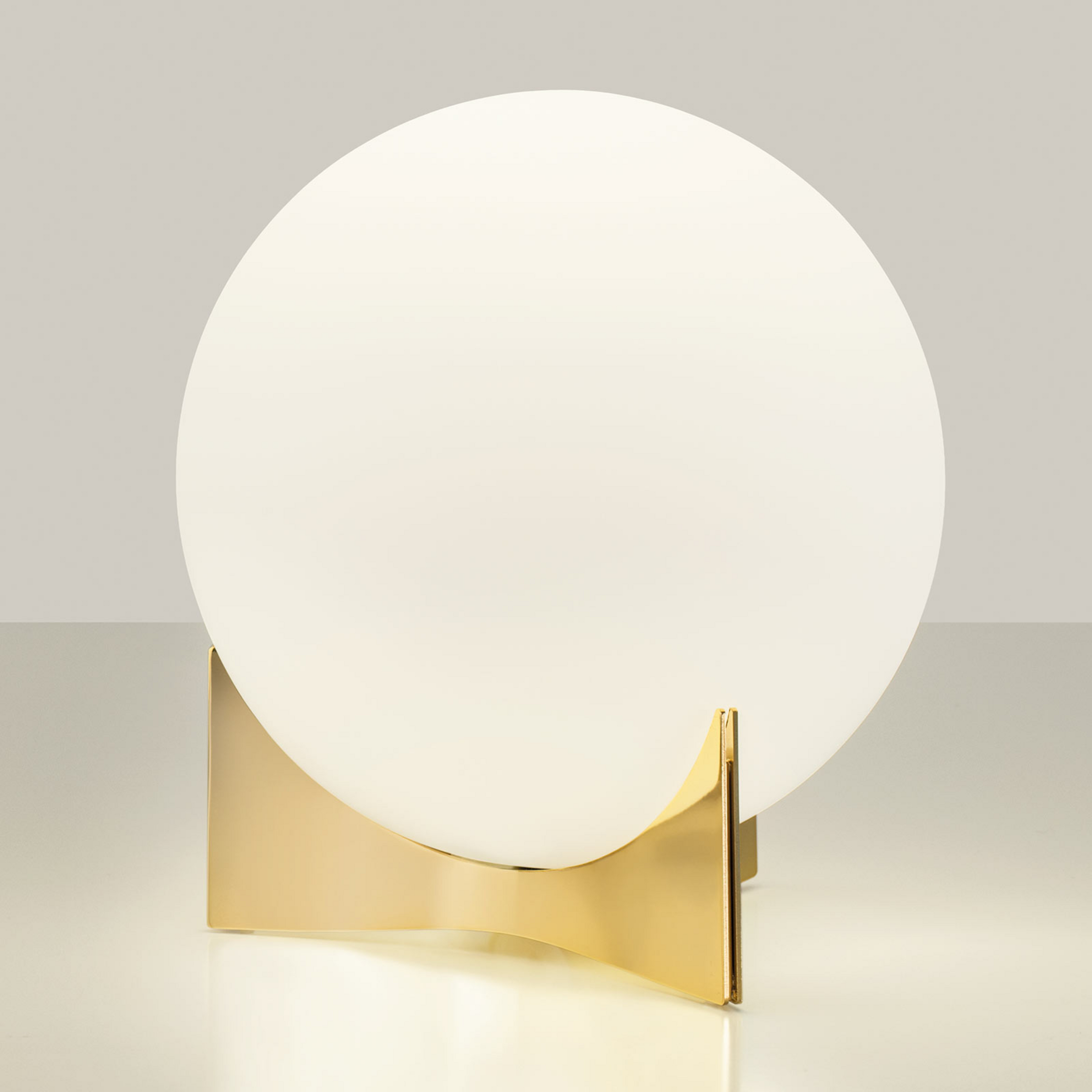 Terzani lampe à poser Oscar, doré, Ø 20 cm, verre opalin