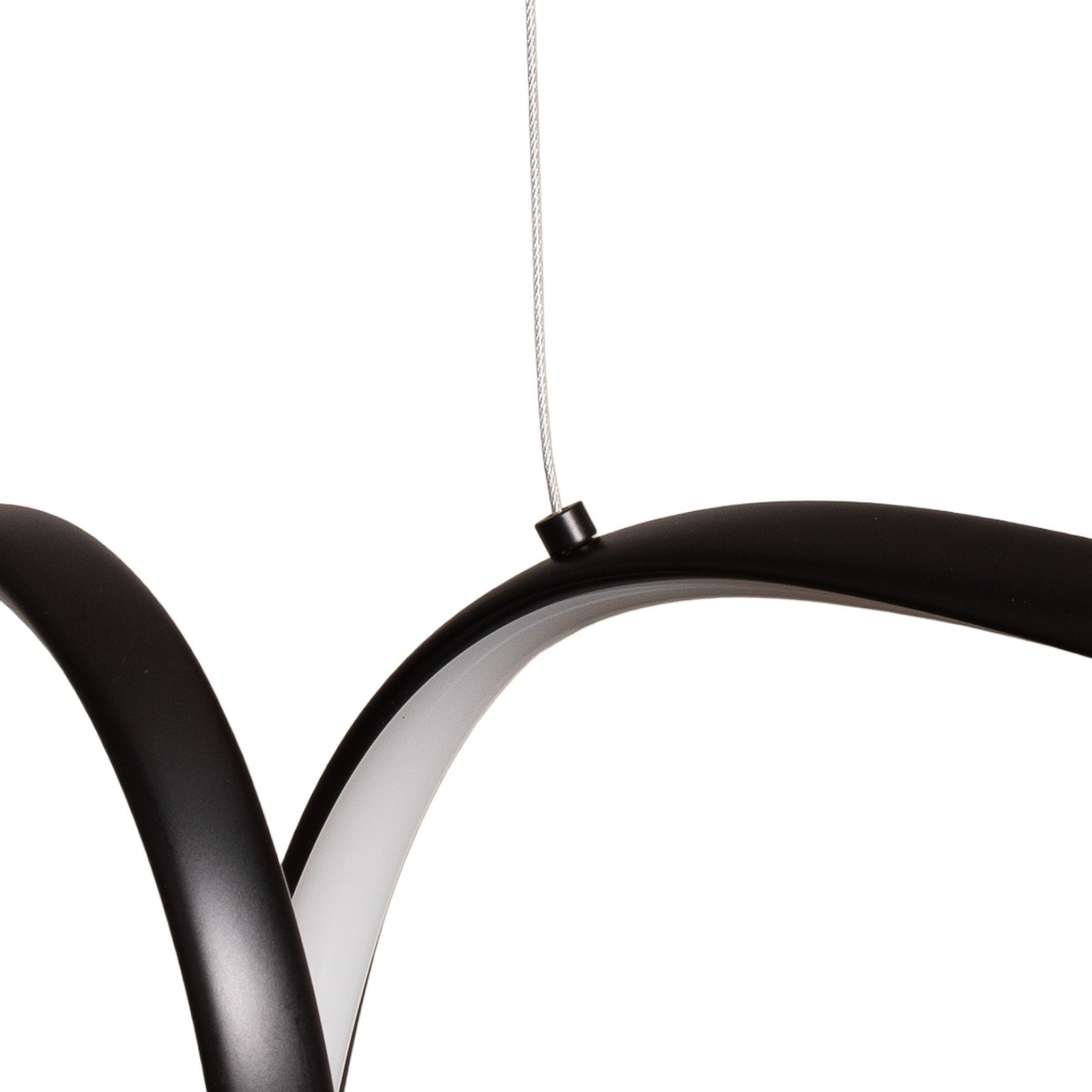 LED-hengelampe Loop, metall, svart-krom, 4.000 K