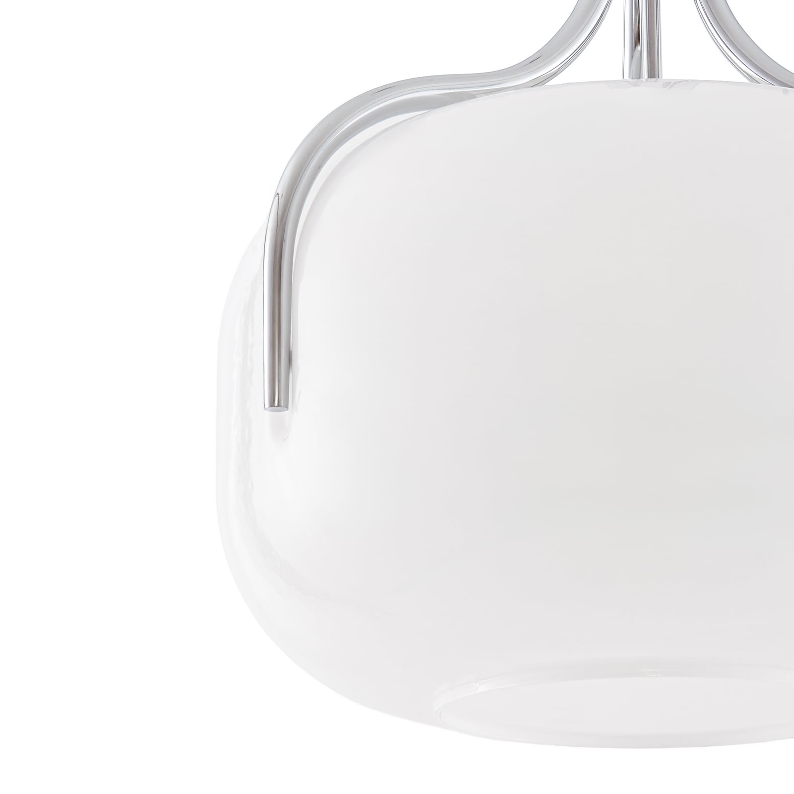Lucande Christo pendant light, Ø 42 cm, chrome/white, glass