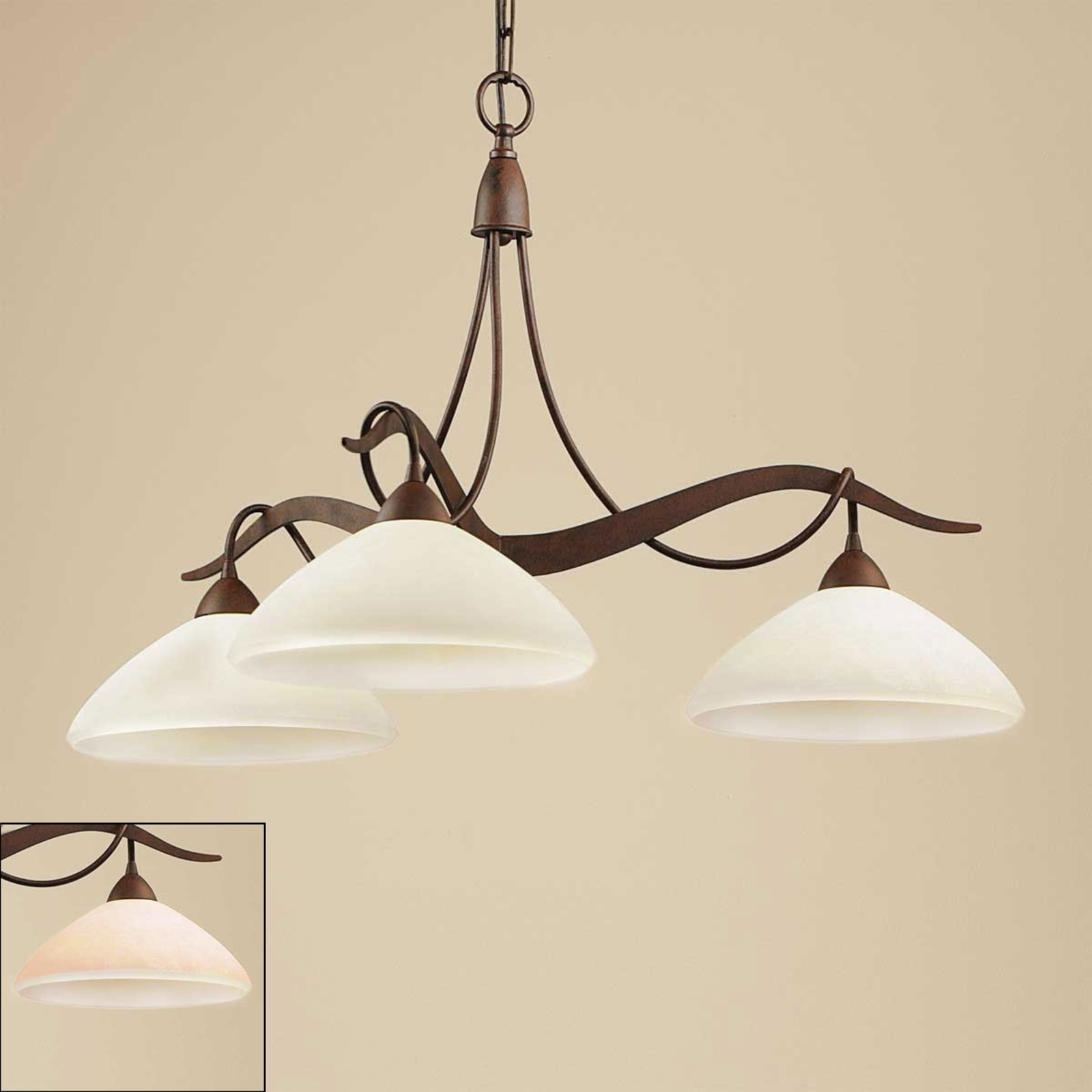 Hanglamp Samuele met 3 lampjes landhuisstijl