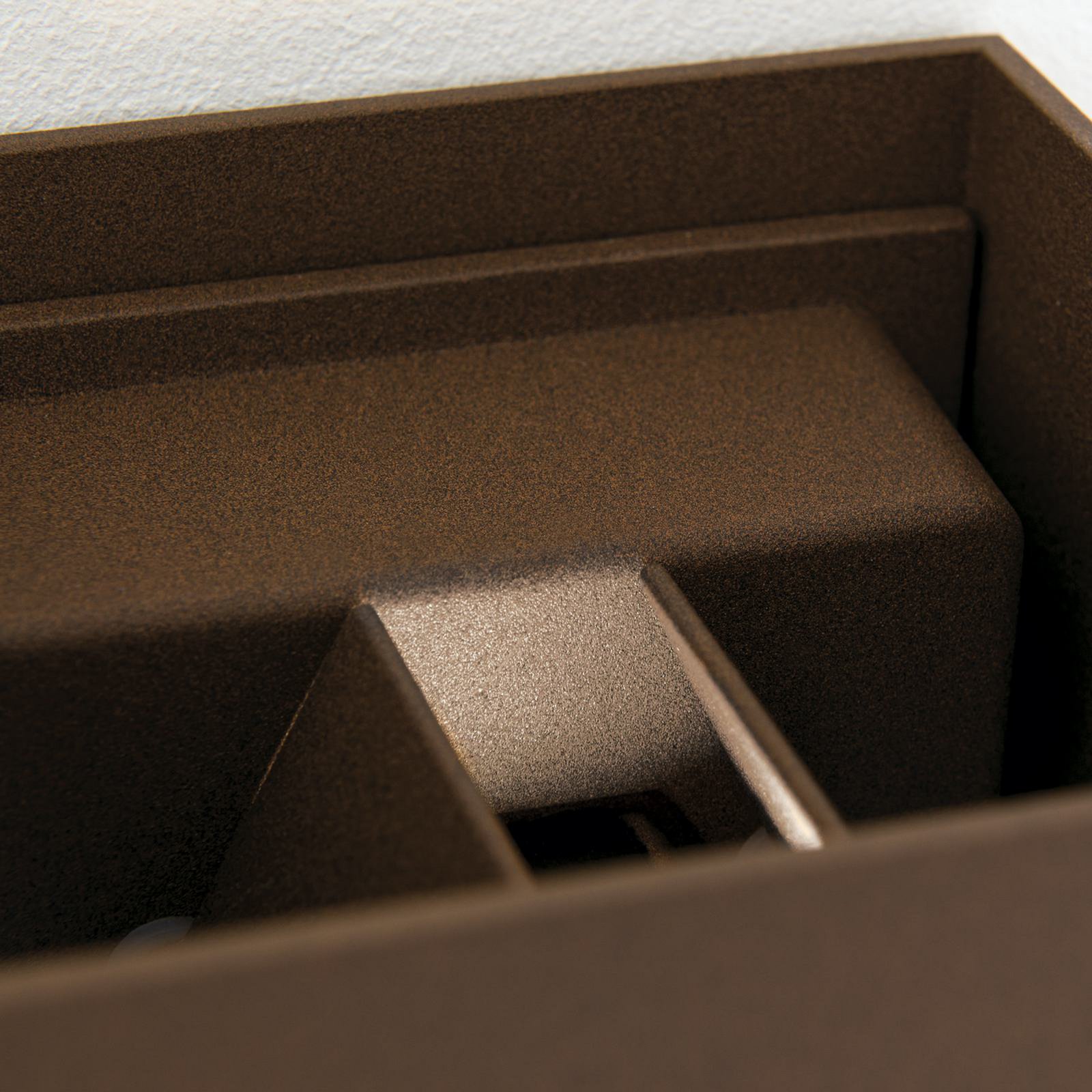 Candeeiro de parede exterior LED Cube-S, corten, metal, sensor