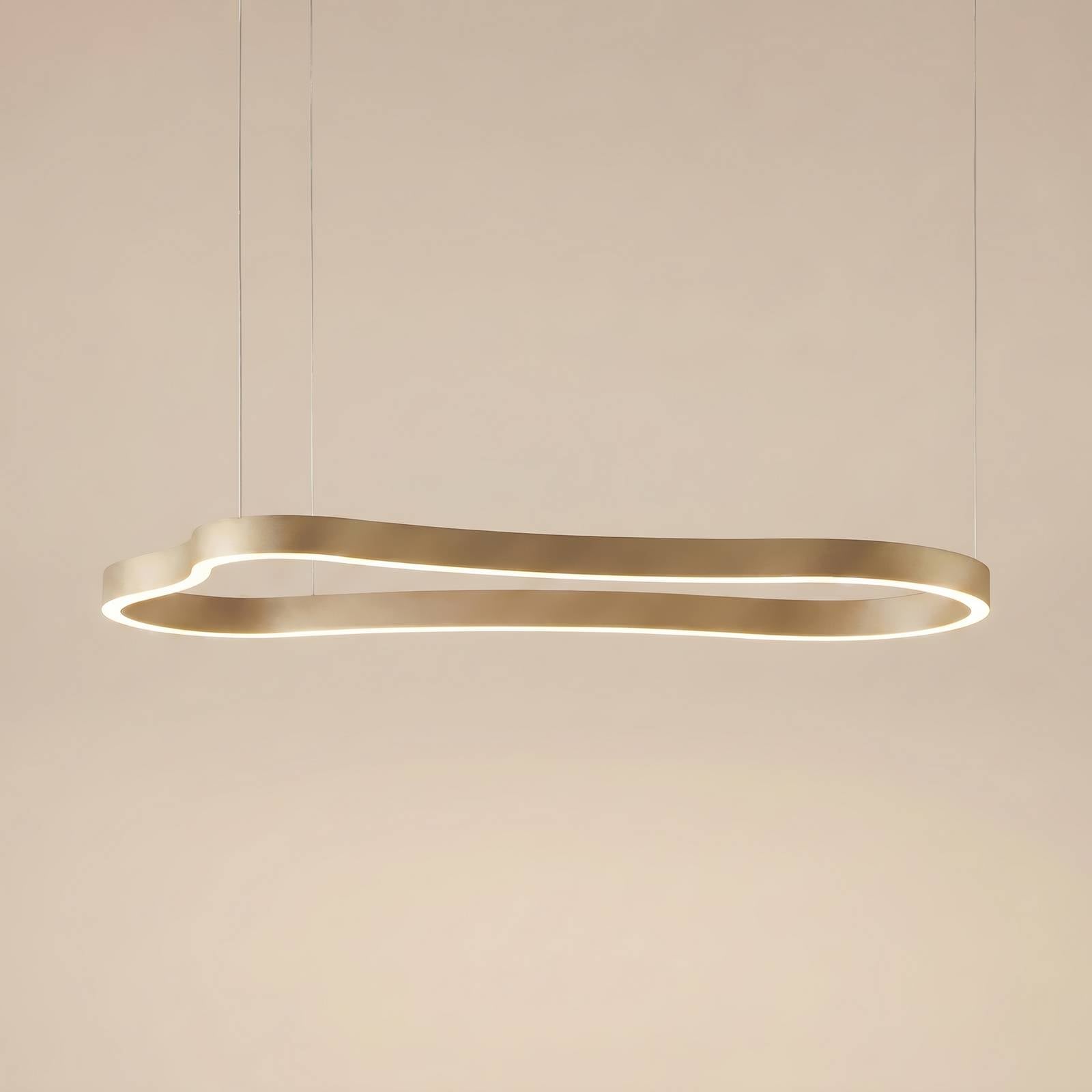Żyrandol LED Lucande Vikali, złota, CCT, ściemniany, 90 x 45 cm