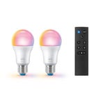 Lichtbronnen Smart Color 8,5W 806lm 2200-6500K RGB 2-pack E27 & Remote - WiZ