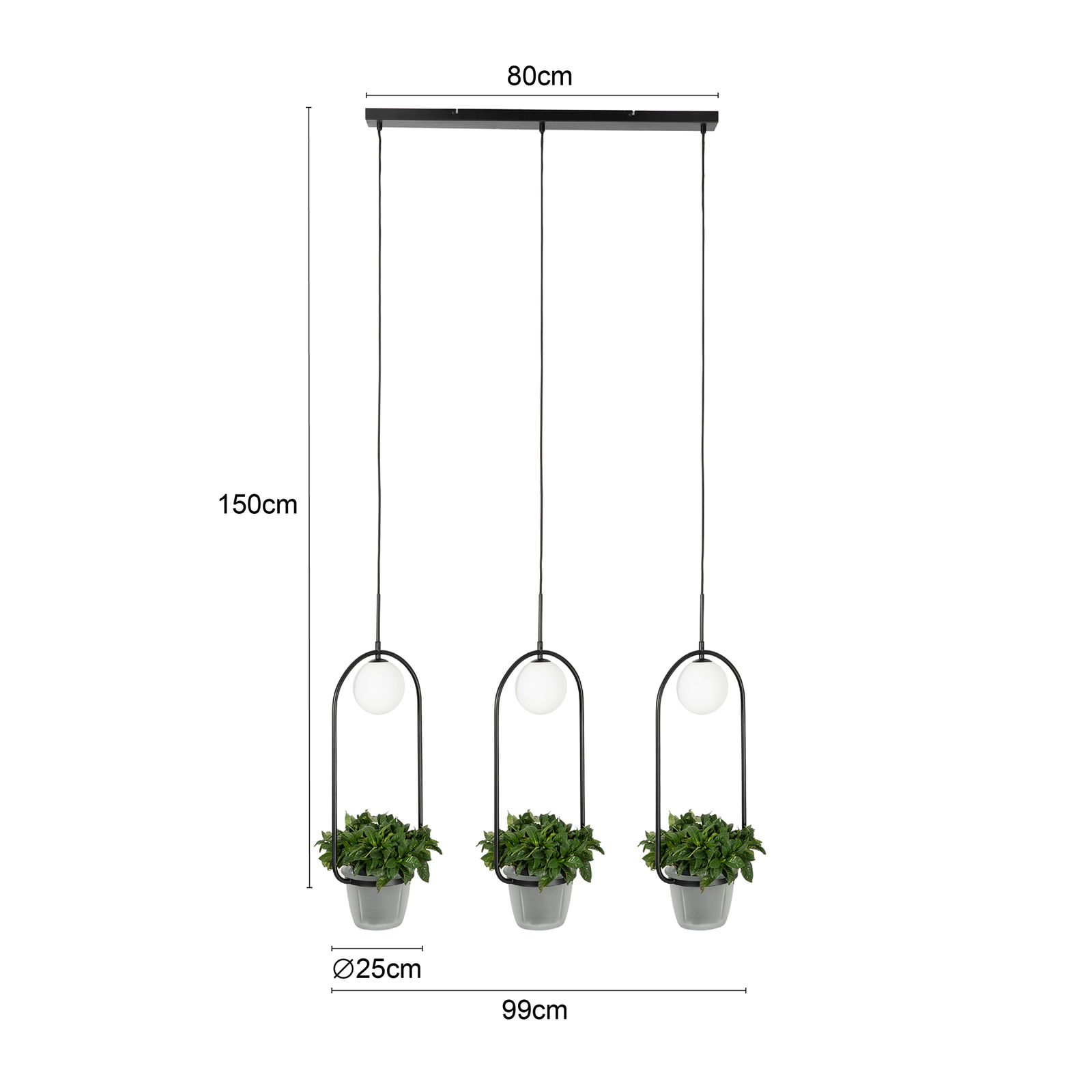 Lindby Orna suspension à 3 lampes ampoule fleur