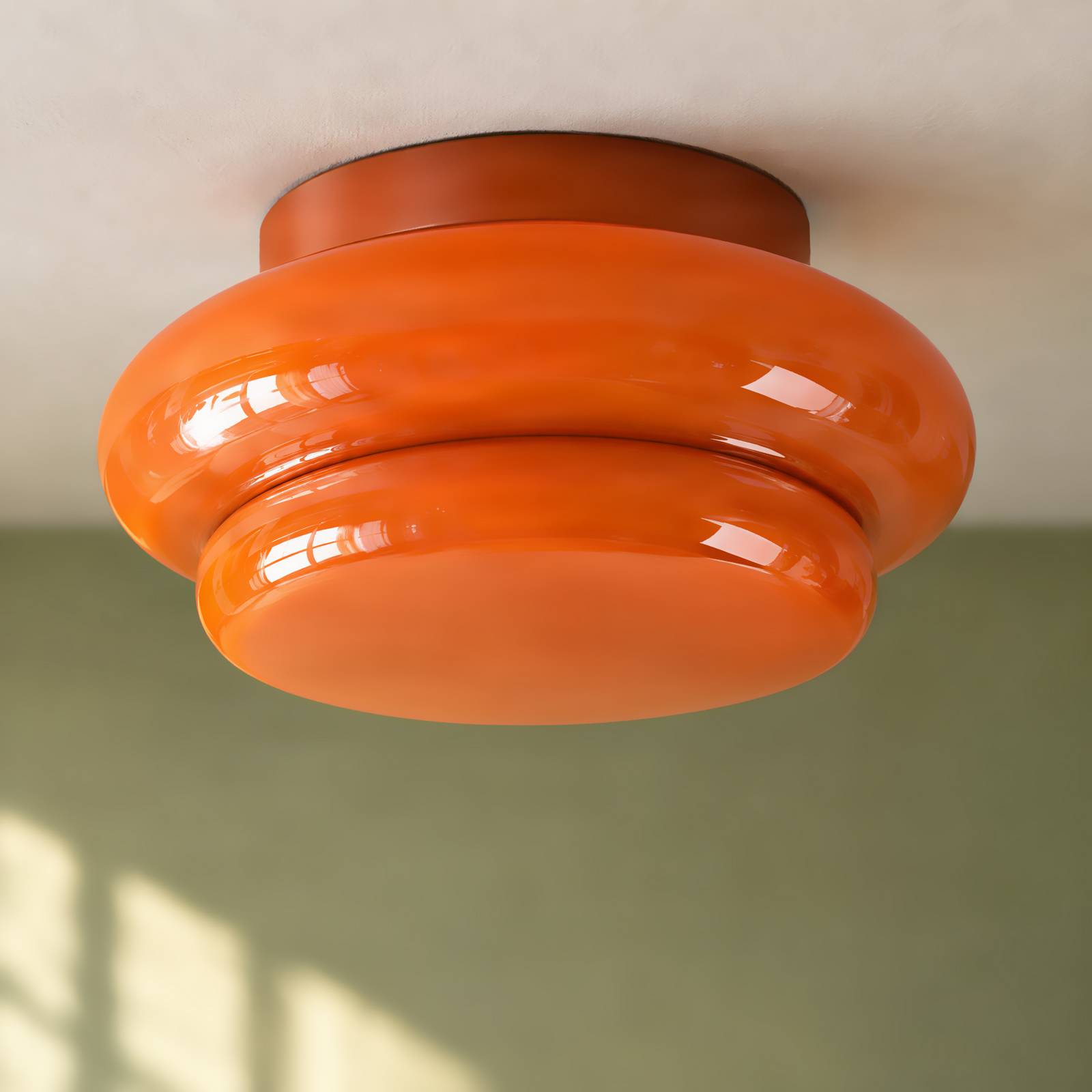 Lampa sufitowa Lucande Leilani, Ø 35 cm, pomarańczowa, E27, szkło