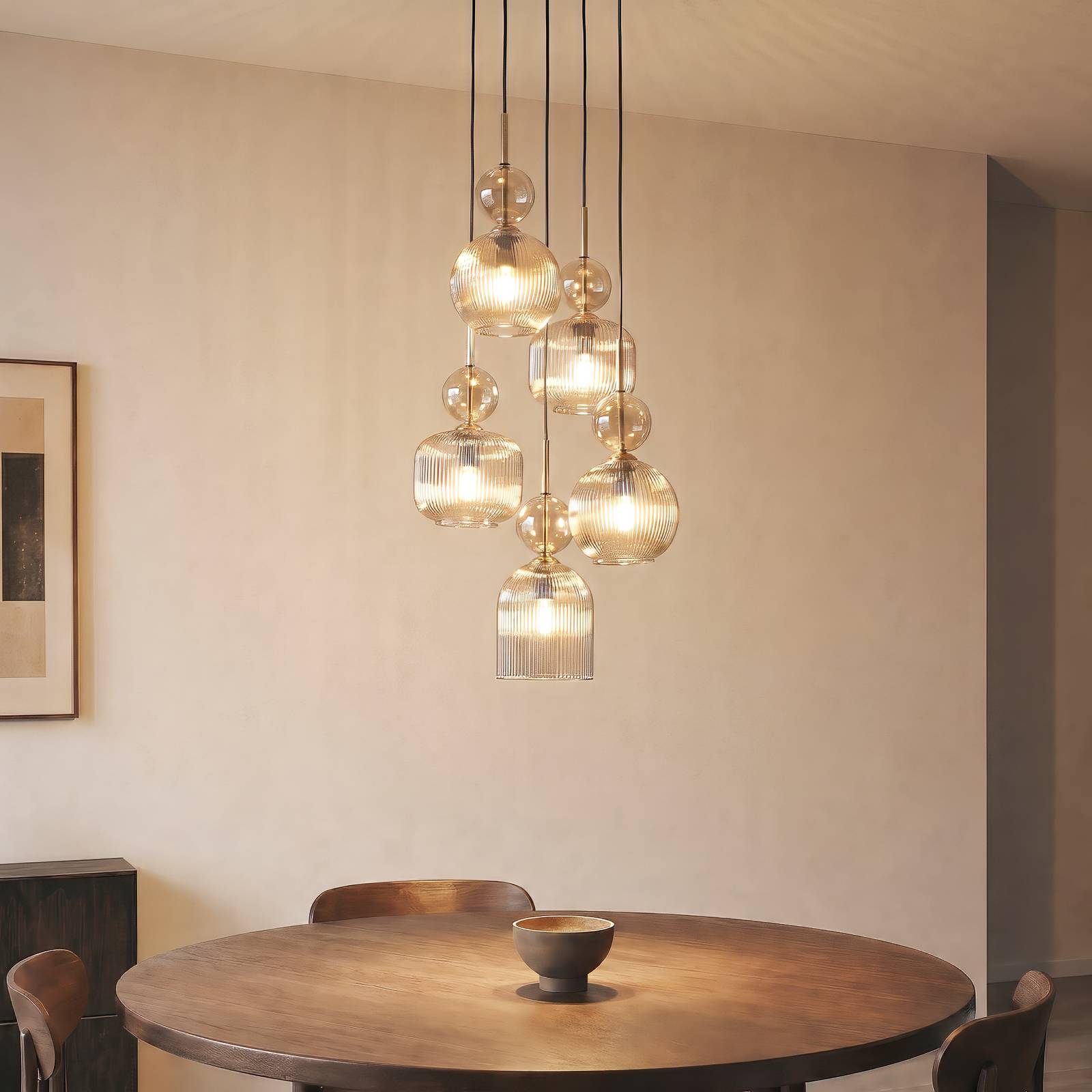  Tk Lighting Hängelampe Sophia, 5-flammig, ø 37 Cm, Cognac/schwarz, E14 