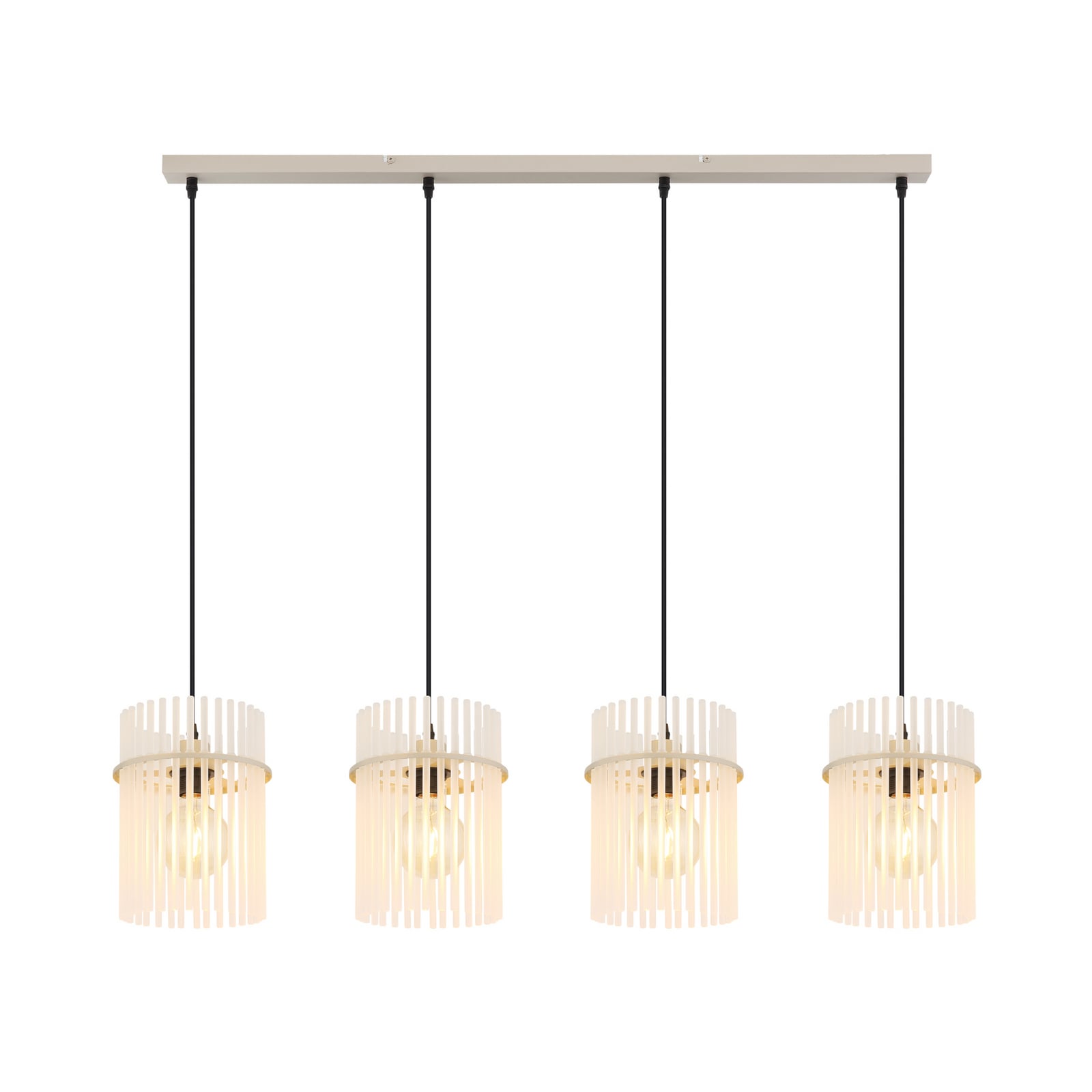 Hänglampa Gorley, vit/sand, glas, 110 cm, 4 lampor, E27