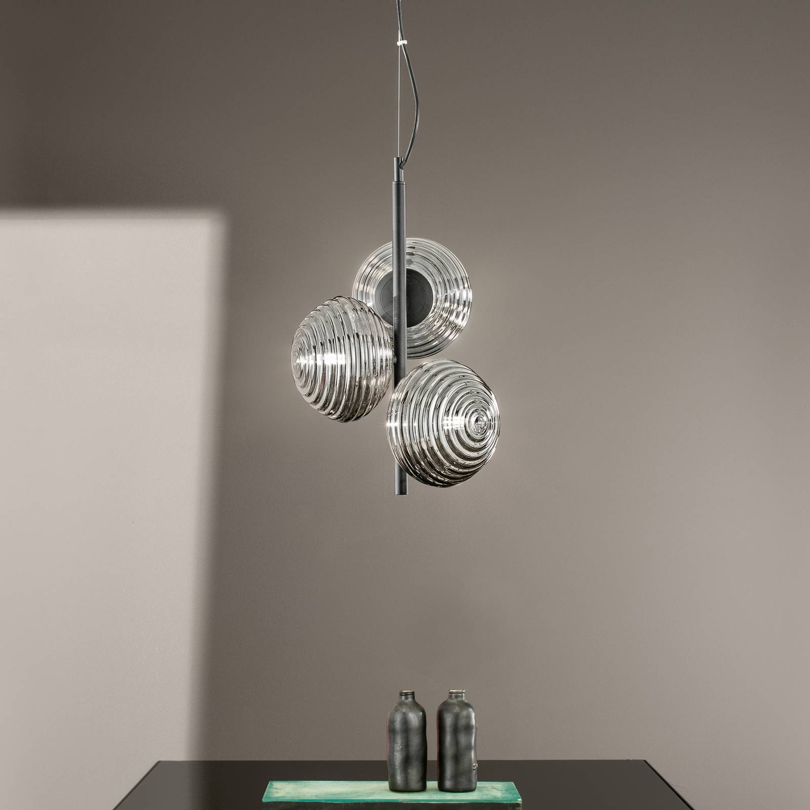 Lampa wisząca Ripple czarny/chrom 3-punktowa