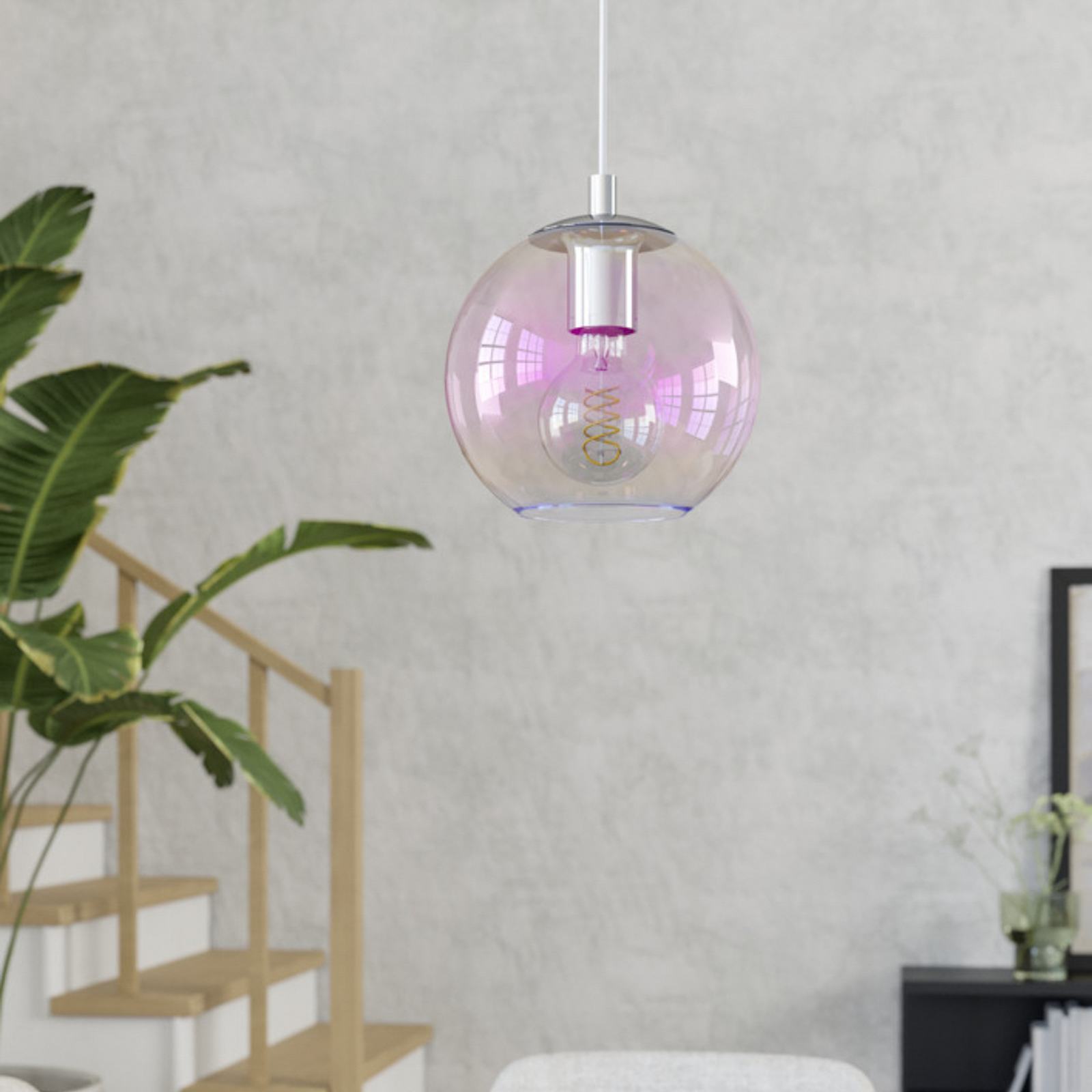 EGLO hanglamp ARISCANI 2, Ø 20 cm, 1-lamp, chroom/iriserend