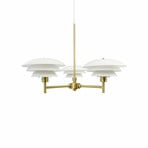 Lampadario DL20, opale/ottone, a 3 luci - Dyberg Larsen