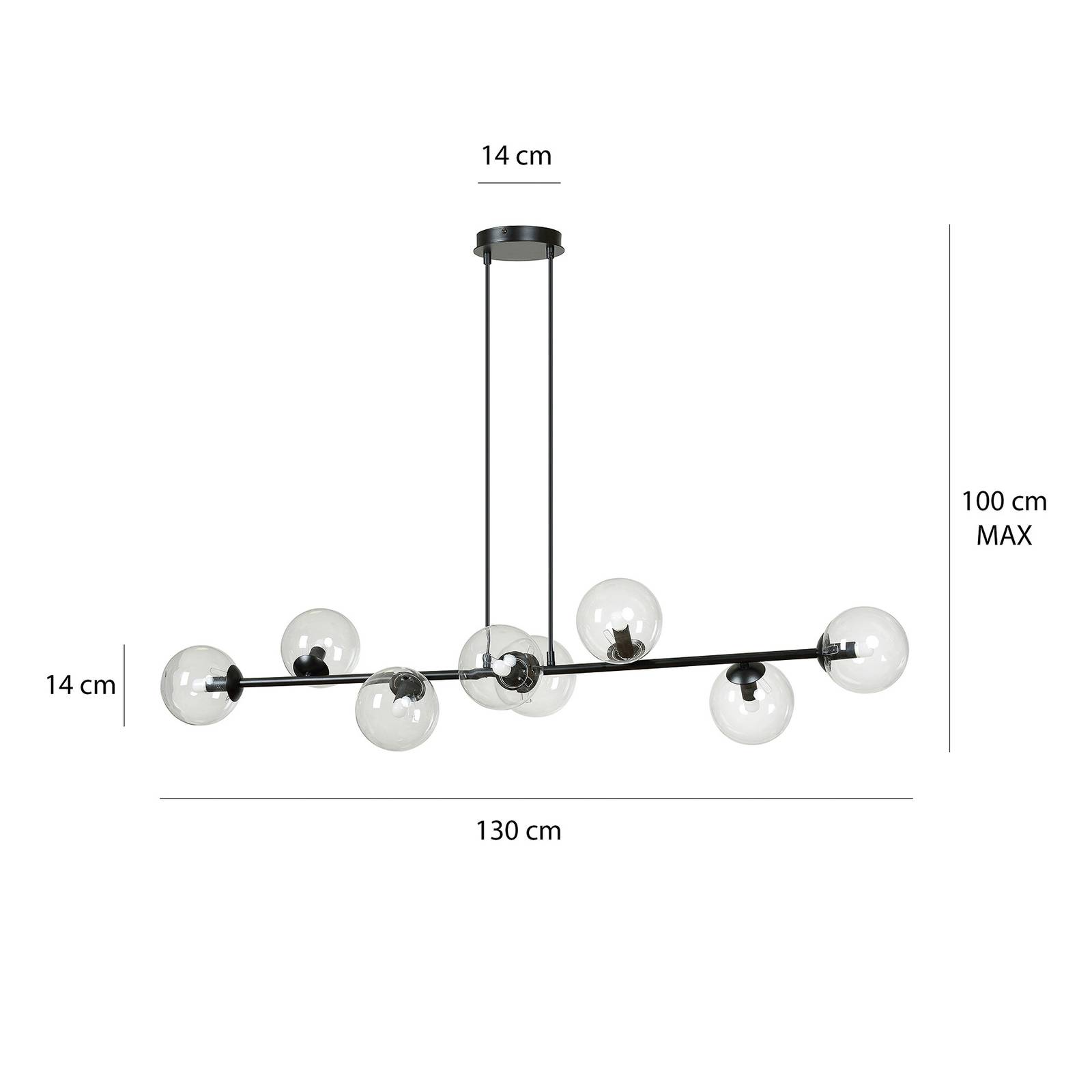 Euluna Suspension Glassy à huit lampes transparente