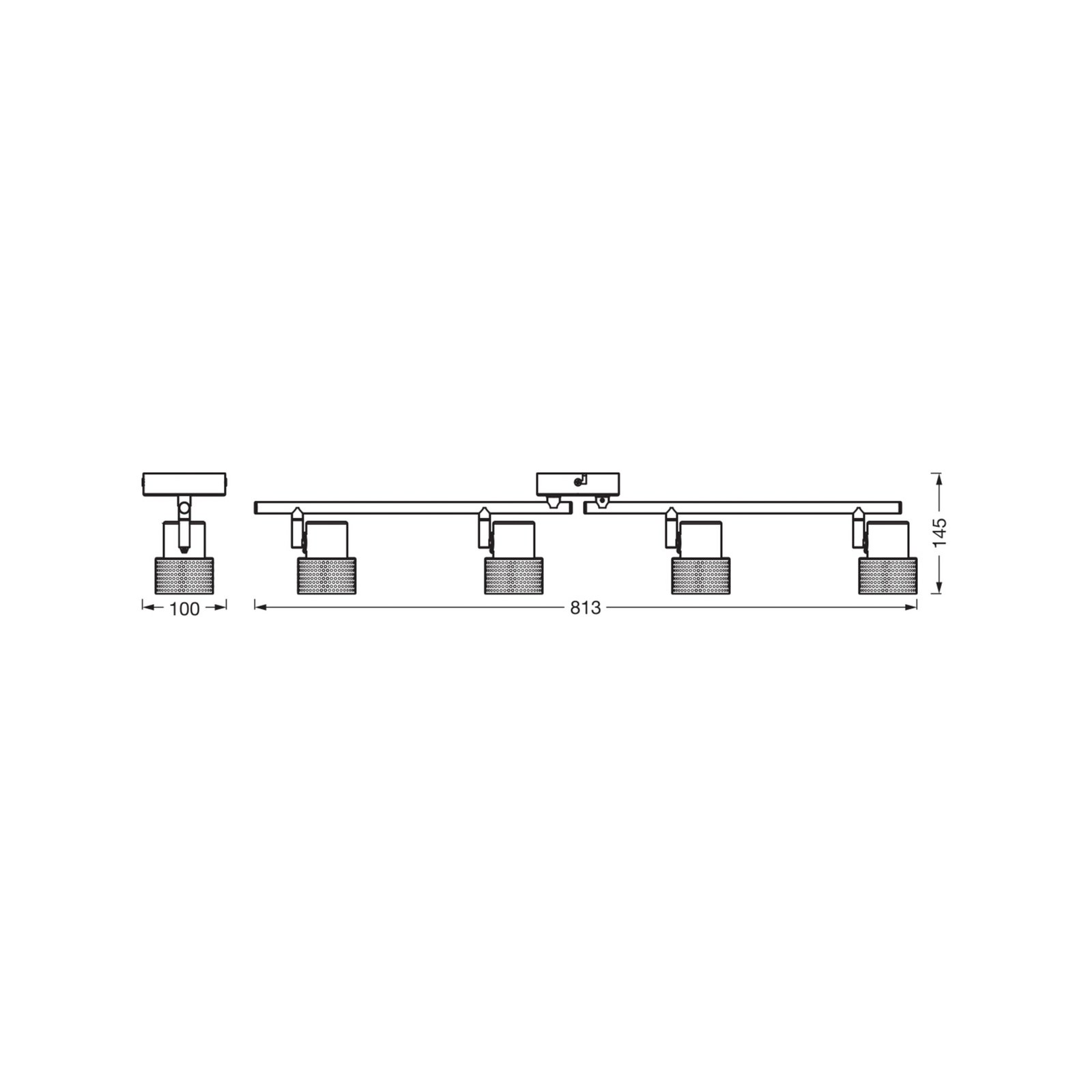 OSRAM Deckenstrahler CORK, schwarz, 4 Spots GU10-LED 927 dim