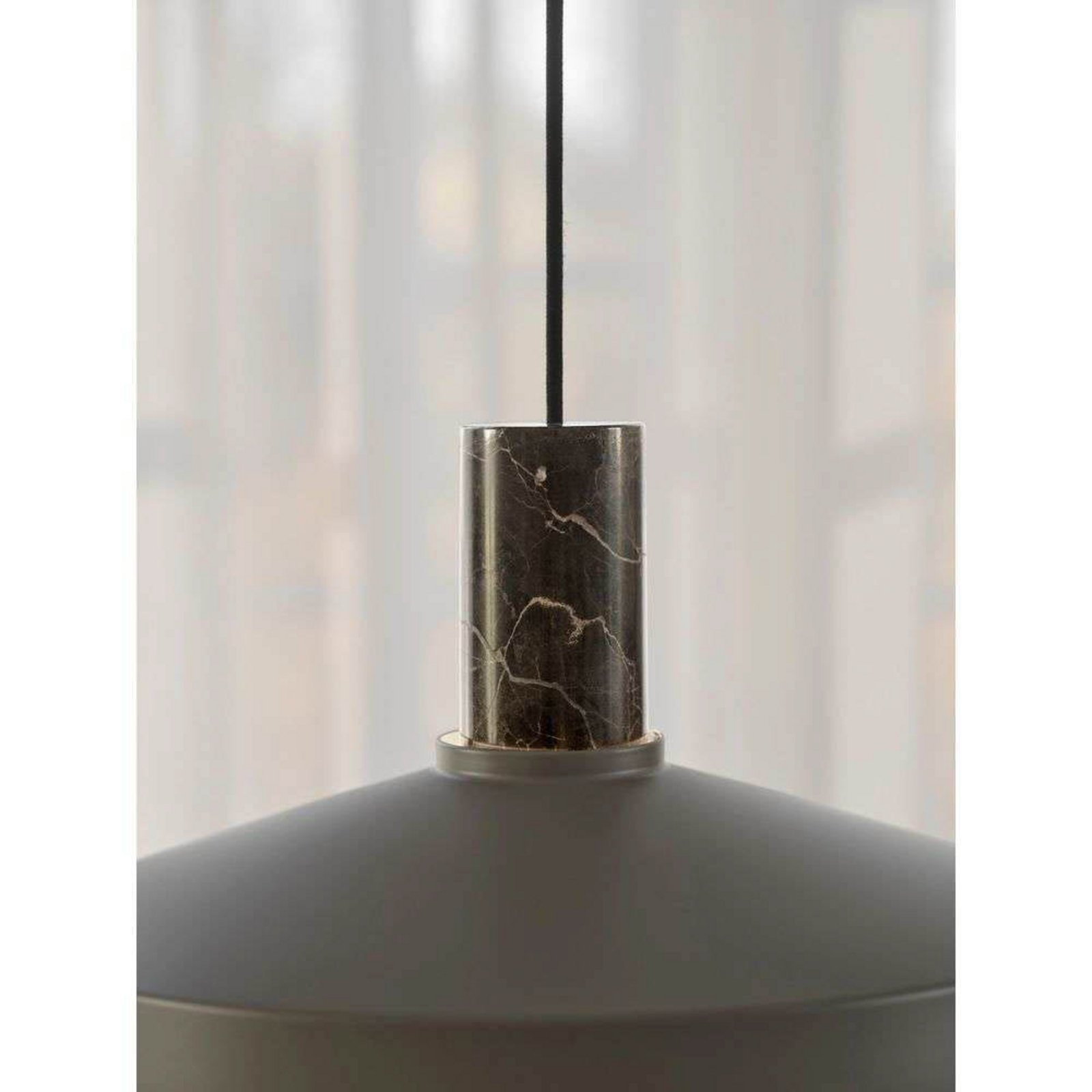 Pendellampe Elvas, hellbraun, Ø 37 cm, Metall/Marmor