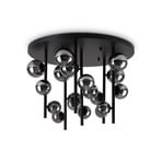 IDEAL LUX plafondlamp Perlage zwart/rookgrijs Ø 70 cm 18 lampen