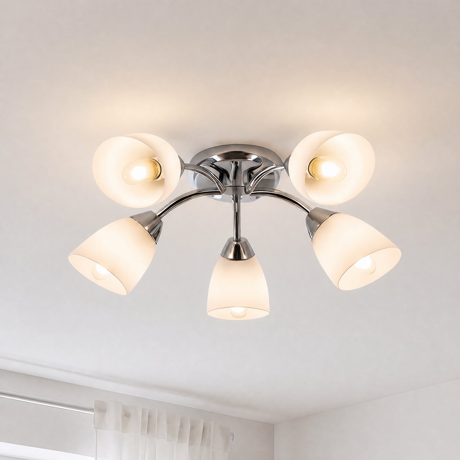 Milagro Lighting Plafonieră Portos 5 becuri alb/crom metal Ø 54 cm - Camera de zi / sufragerie - crom alb