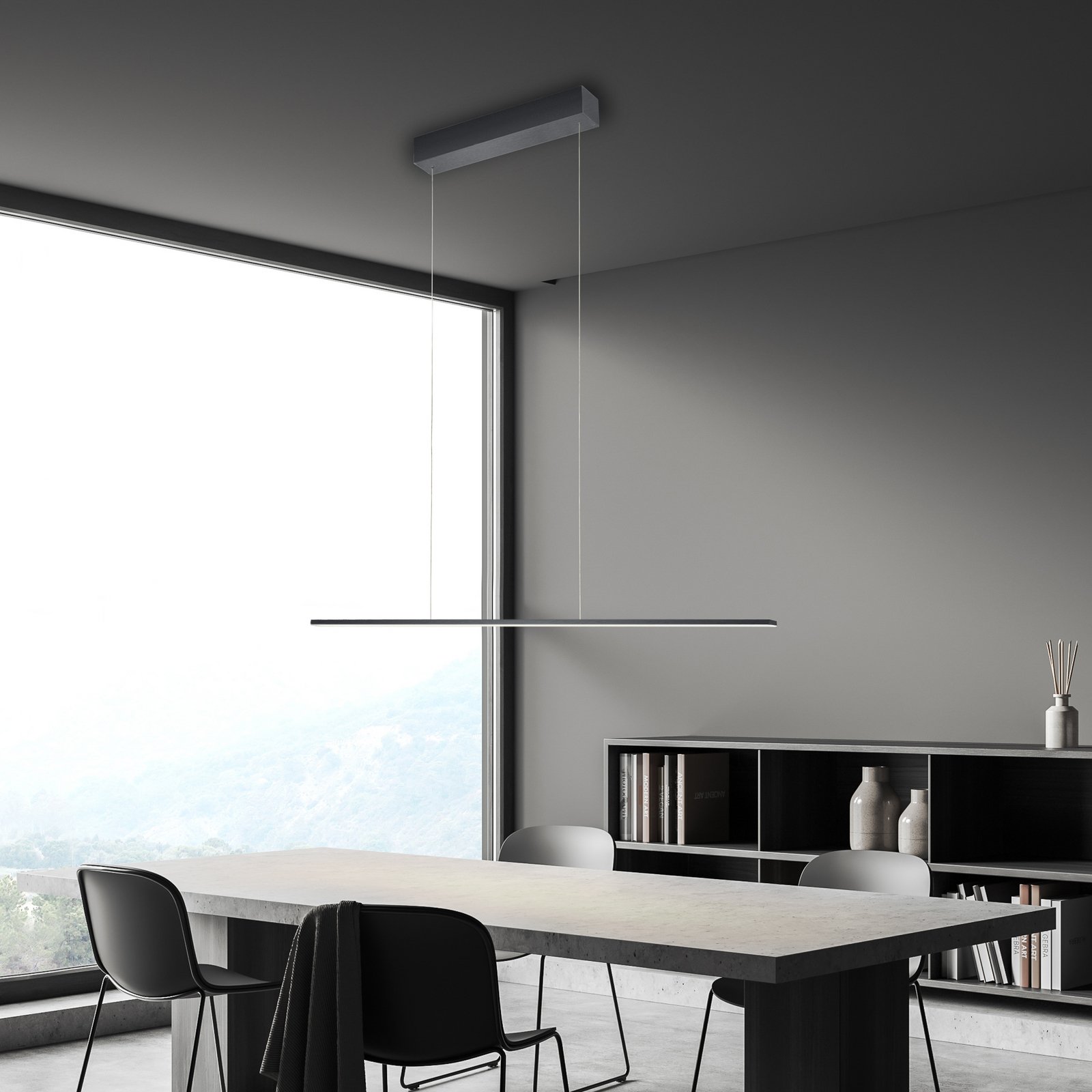 Candeeiro suspenso LED Bopp Baseline 2.0, preta, comprimento 119 cm