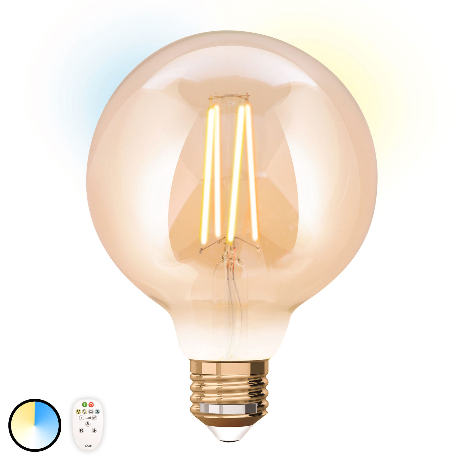 iDual LED-Lampe E27 9W m. Fernbedienung 9,5cm