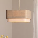 Hängeleuchte Kwadro Duo, creme/beige, 50x50cm, Leinen