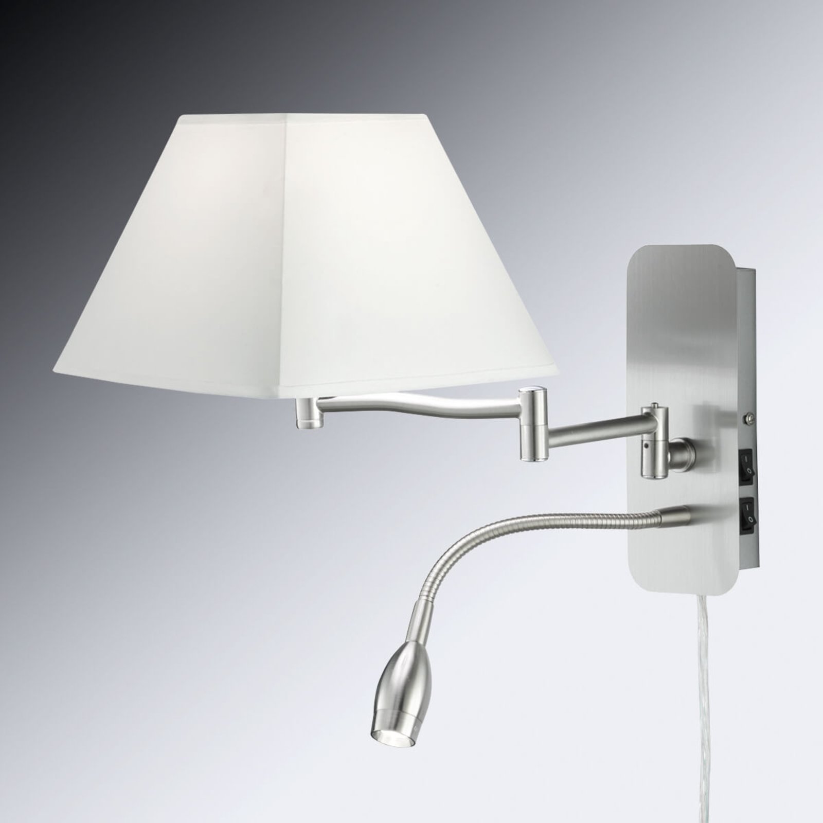 Hotel textile wall light with LED reading light