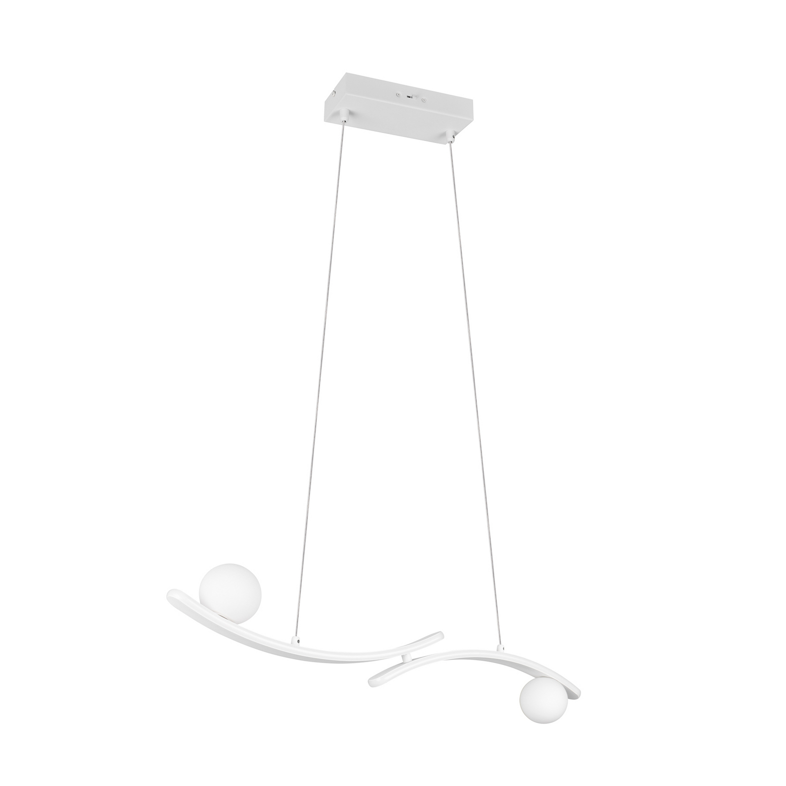 Lampă suspendată LED Napoli, alb mat, lungime 82 cm, metal, CCT