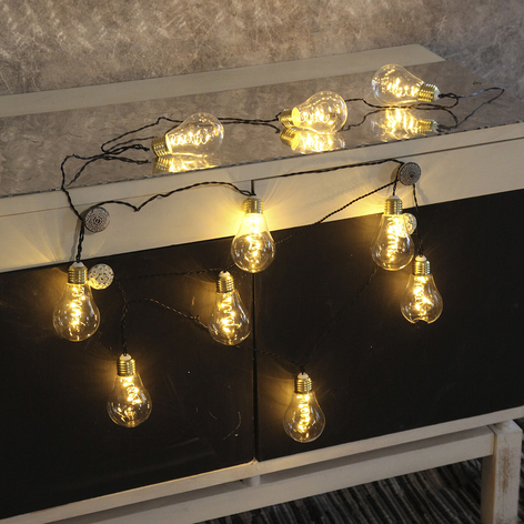 LED lichtketting Glow, glas, wit