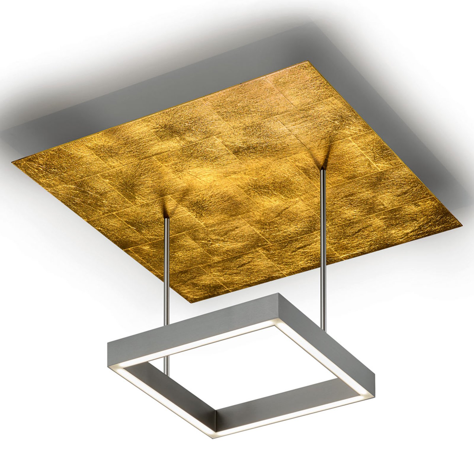 Knapstein Dimmable Demeter LED ceiling lamp with gold leaf, for Living / Dining Room, metal, gold leaf, 37 W, energy efficiency: A, L: 45 cm, W: 45 cm, H: 31 cm
