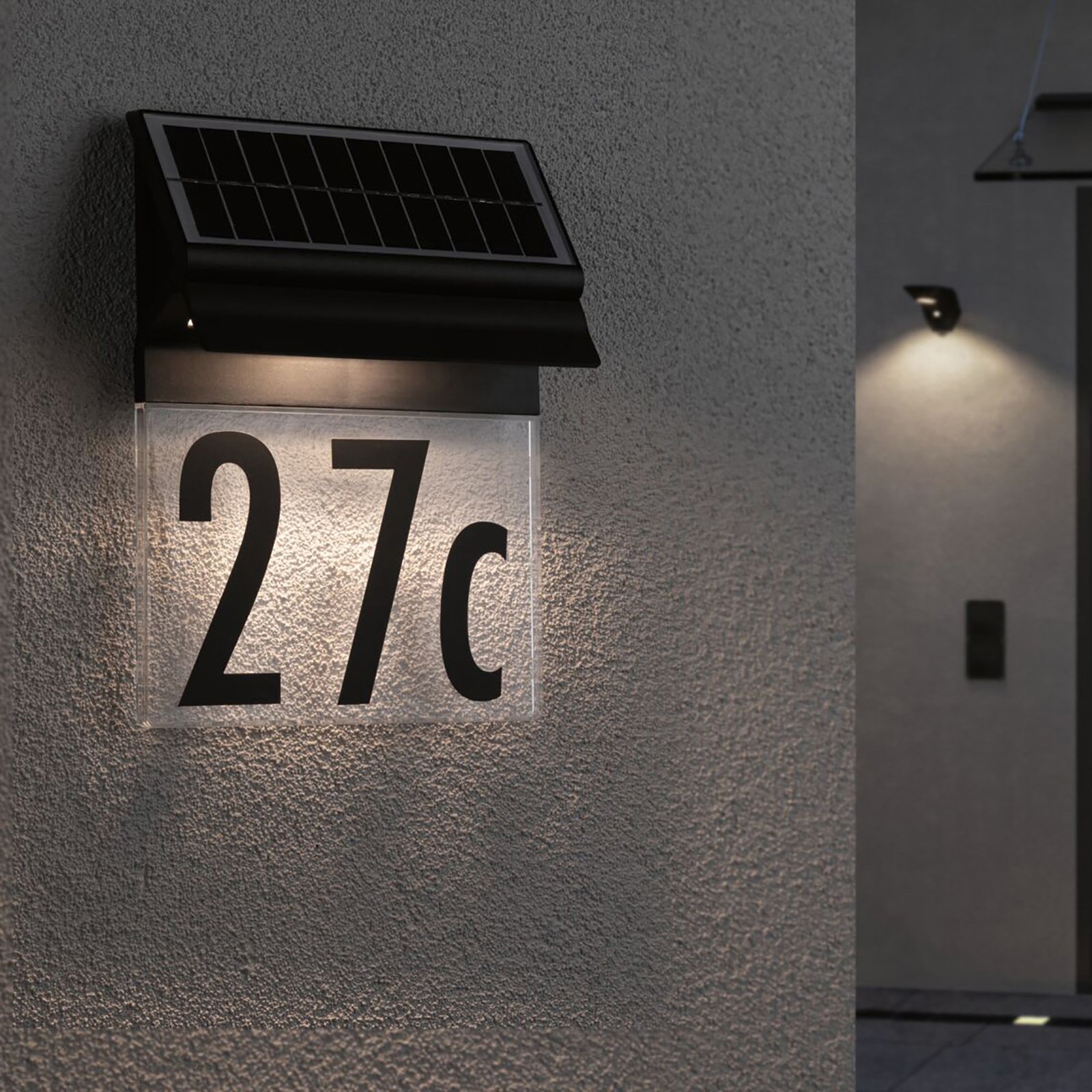 Paulmann Neda husnummerlampe, solcelle, i sort