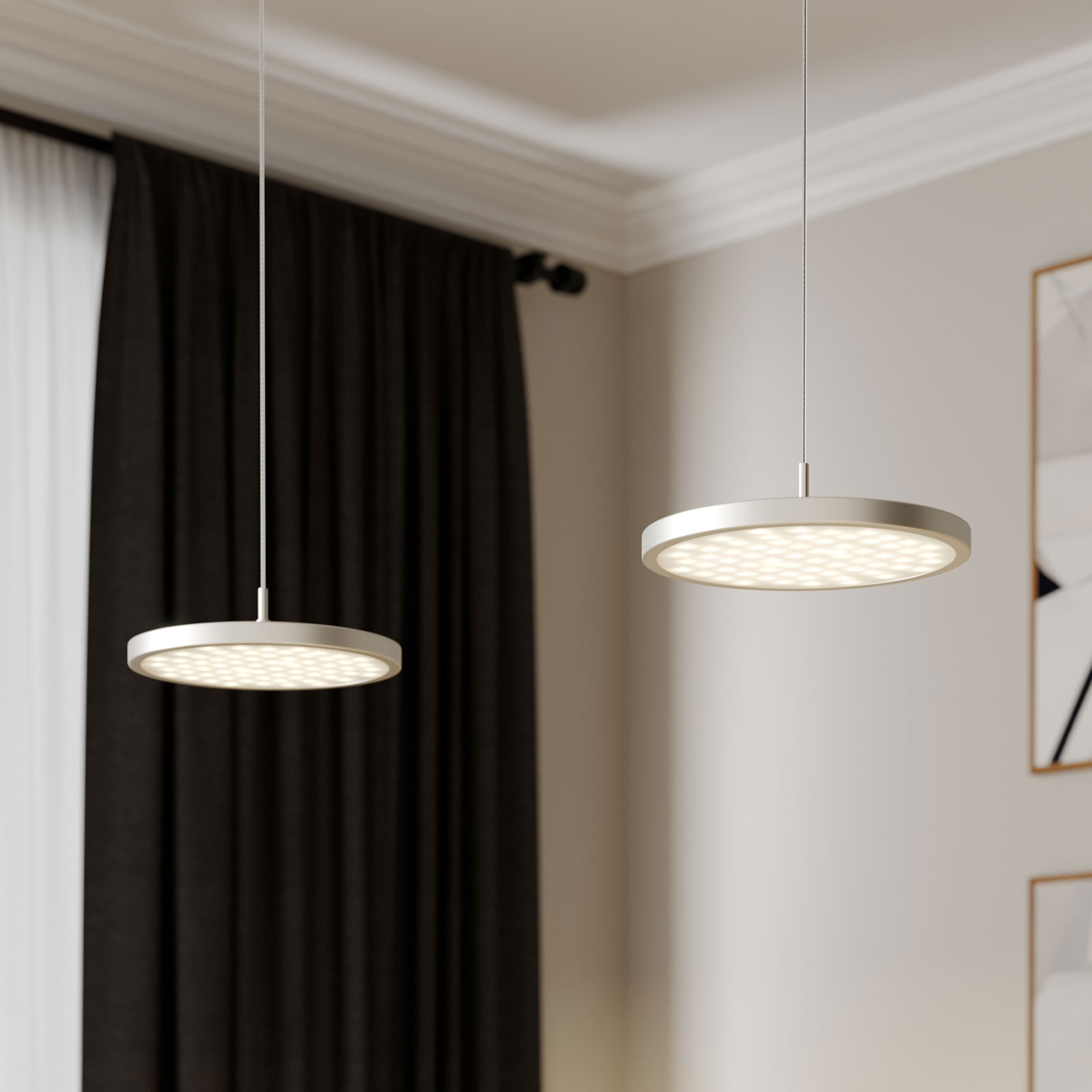 Rothfels Gion LED-pendellampe 2 lk, nikkel/eg