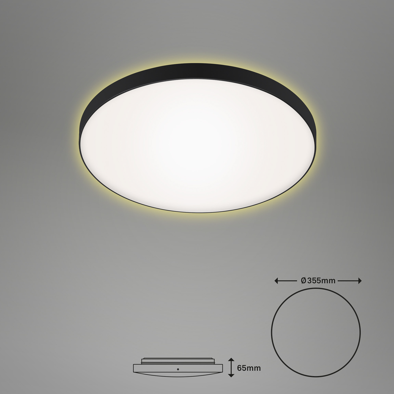 LED stropní svítidlo Flet s podsvícením, Ø 35,5 cm