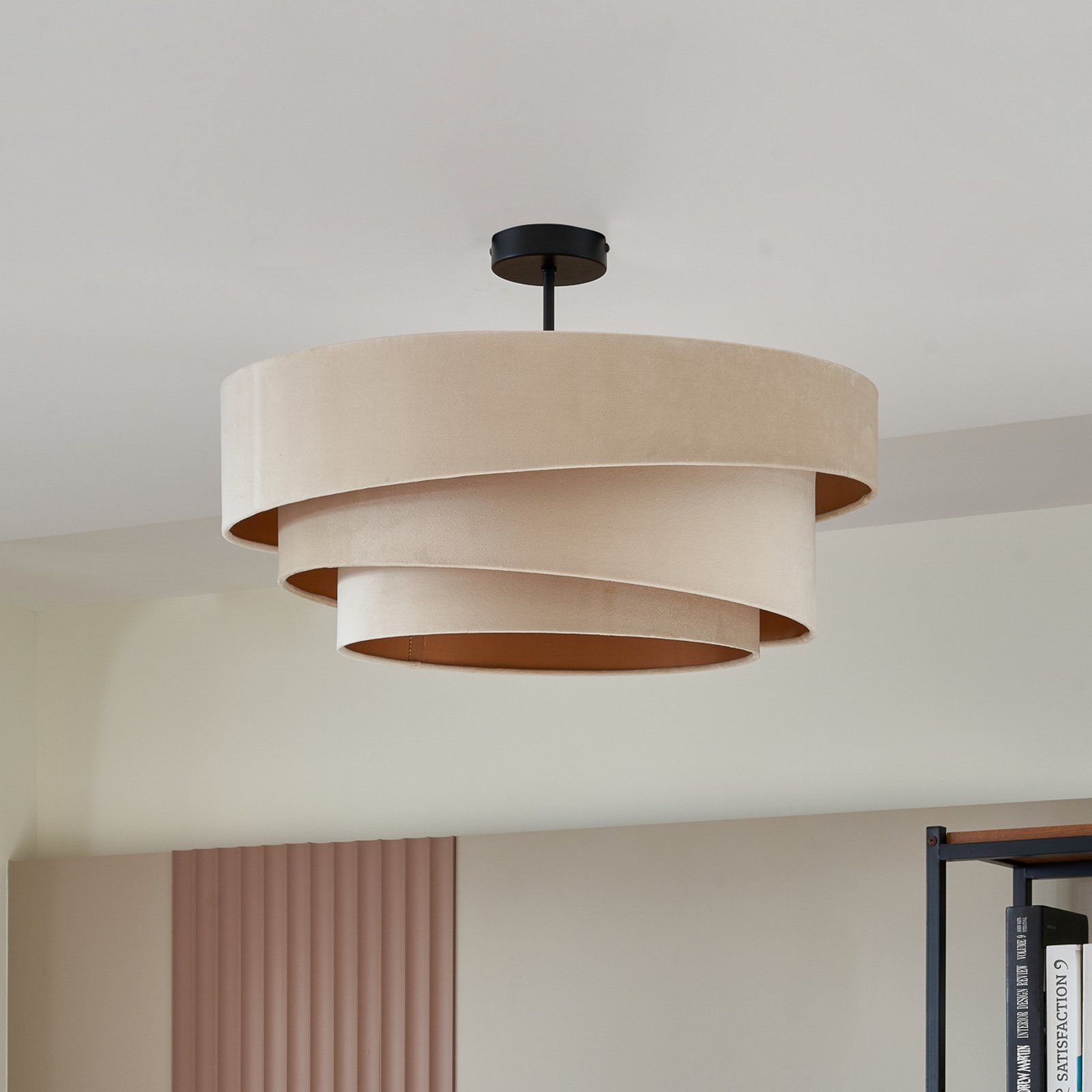 Lindby Deckenlampe Jusari, creme, Textil, Ø 56 cm, E27