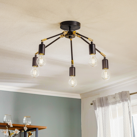 Lampa sufitowa Stik, czarna, 5-punktowa