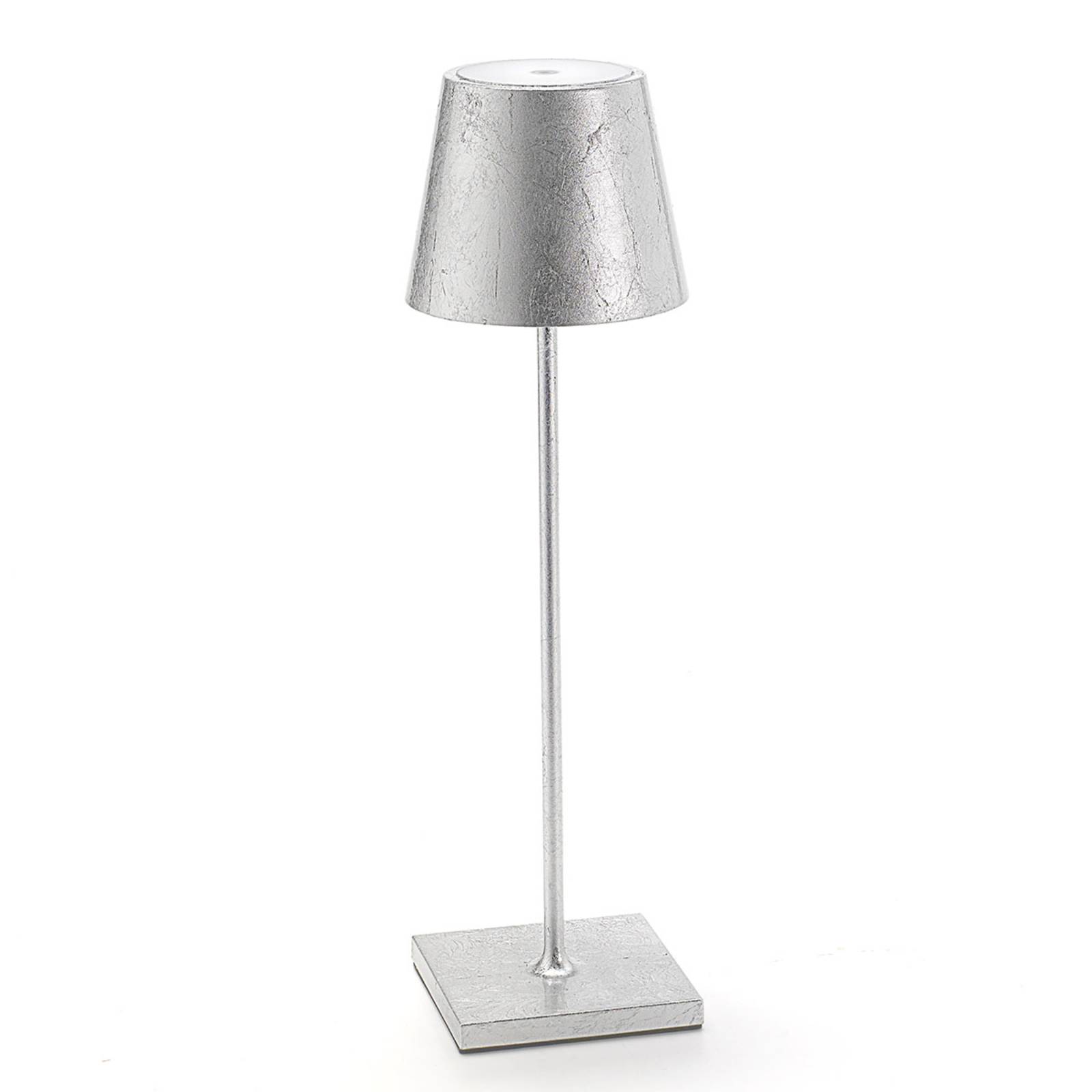 Zafferano Poldina LED-Tischlampe Akku Dekor silber
