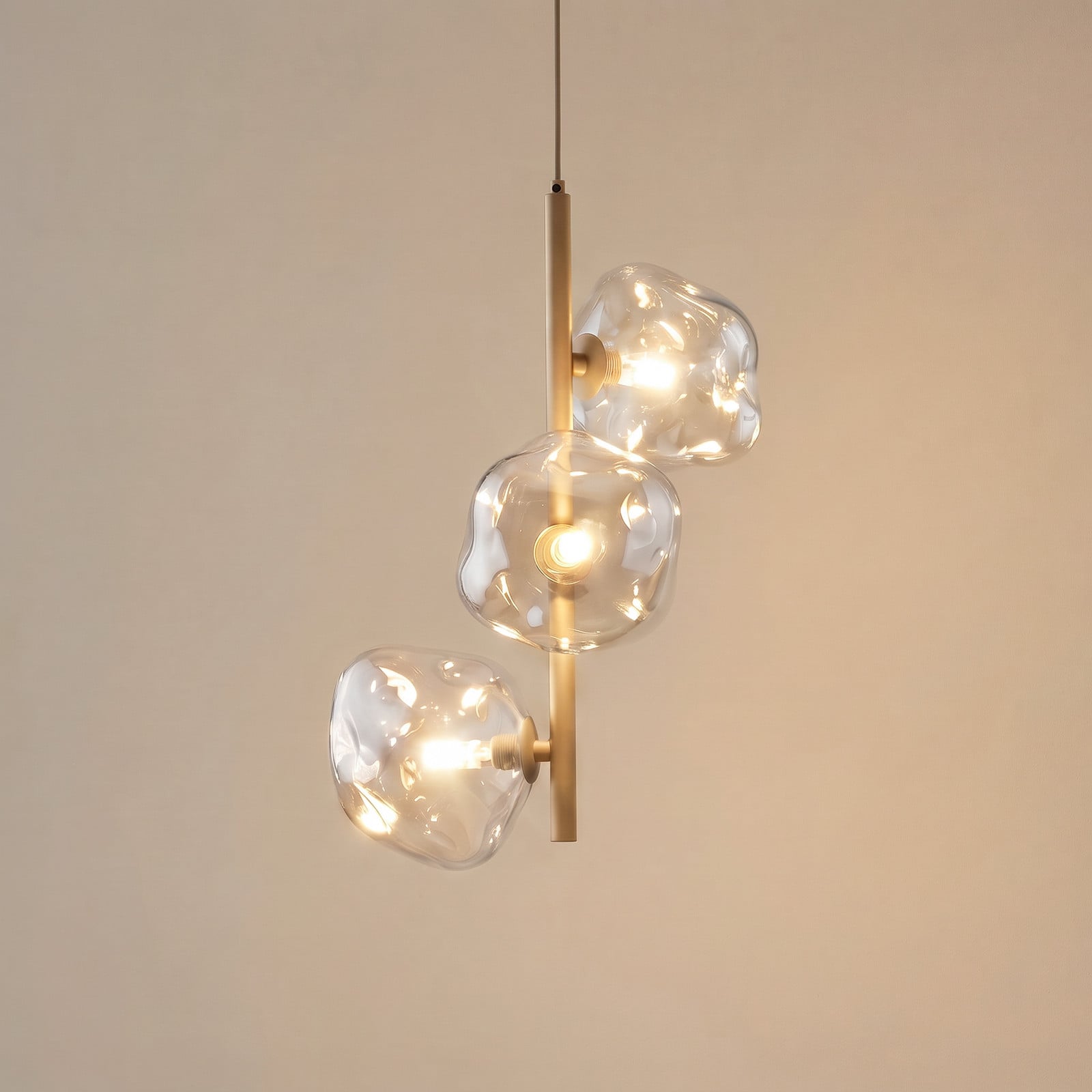TK Lighting Lampă suspendată Lava cu 3 becuri Ø 29 cm nisip/cognac G9 - Camera de zi / sufragerie - Modern - nisip coniac - Sticlă