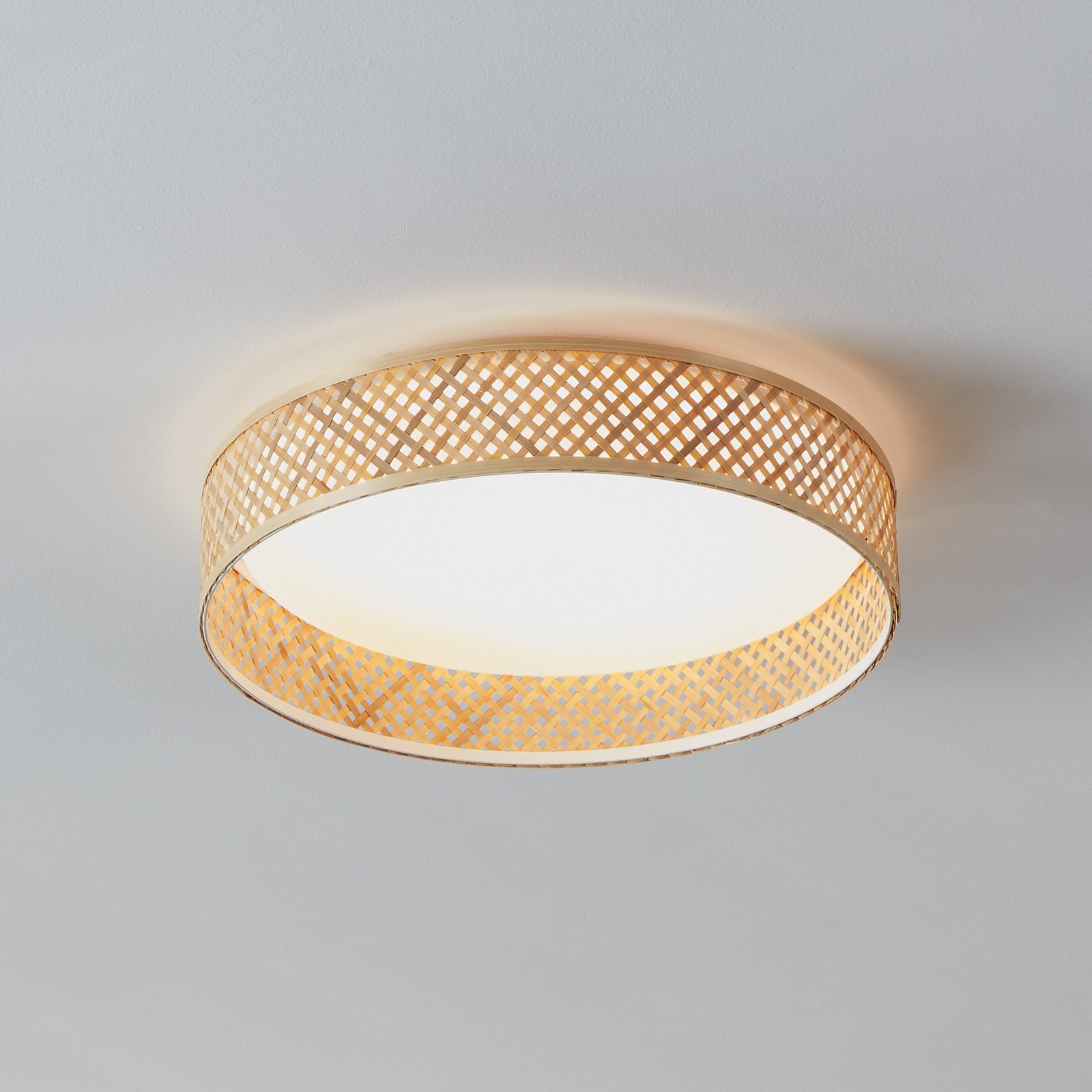 Luppineria plafón LED de malla de bambú Ø 38cm