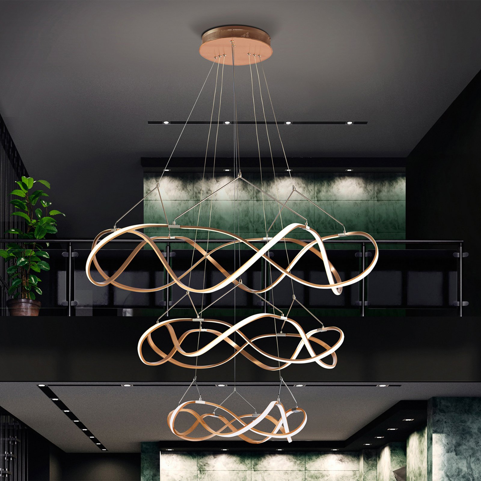 LED hanglamp Molly, 3-staps, dimbaar, Ø 110,3 cm, roségoud