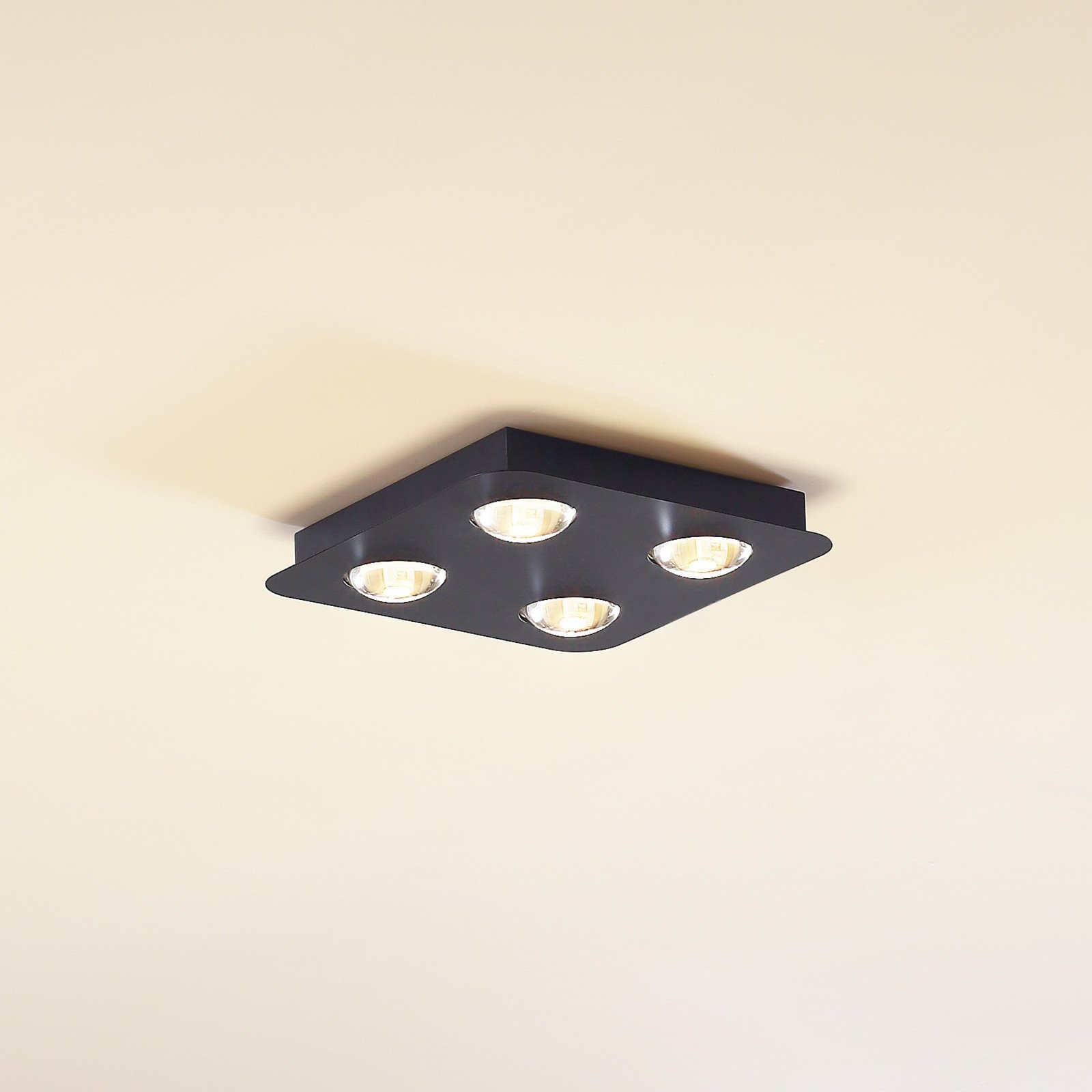 Lindby plafonieră Jyla negru mat 25 x 25 cm 4 becuri - Hol - Modern - Metal
