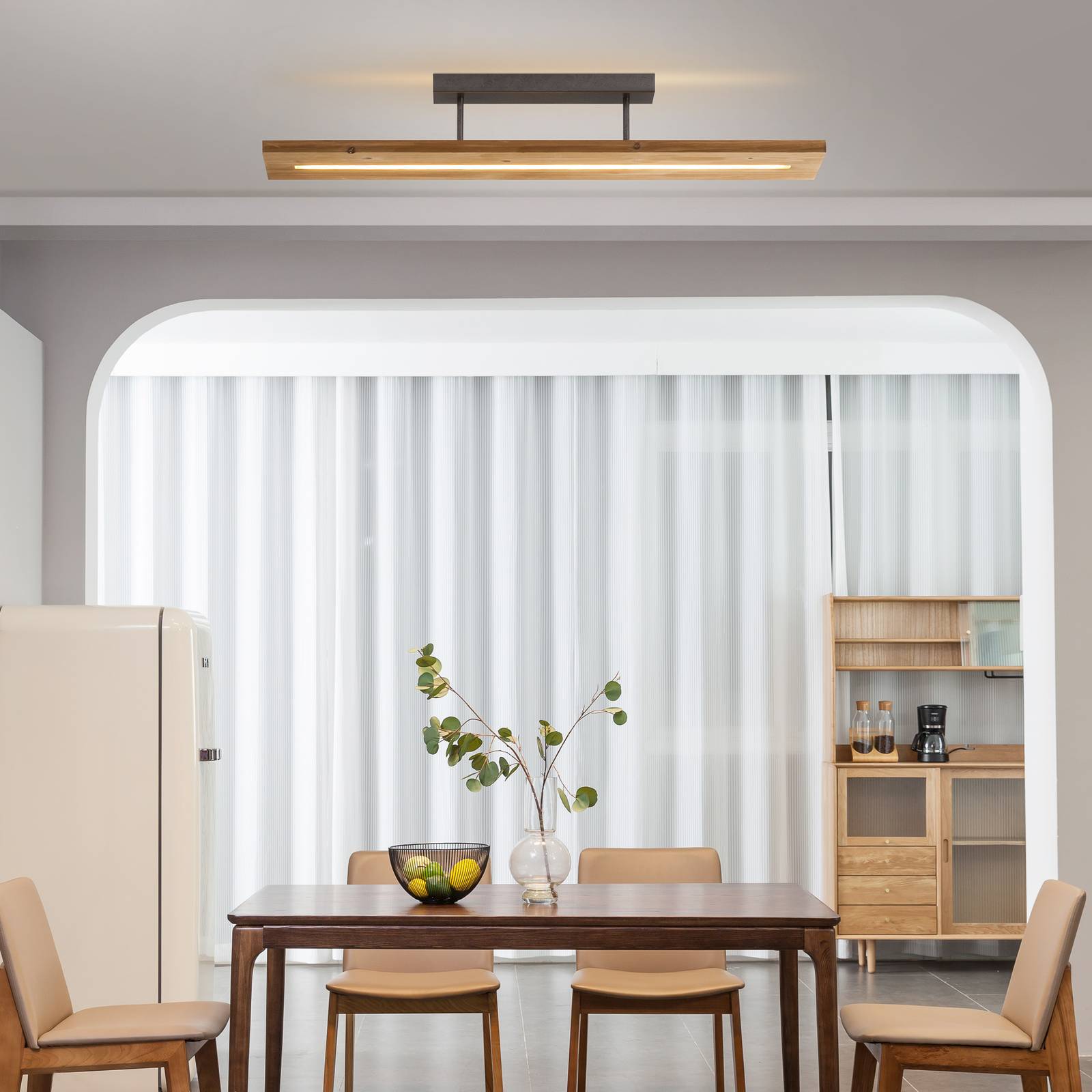 Photos - Chandelier / Lamp Lindby Nesaja wooden LED ceiling lamp 