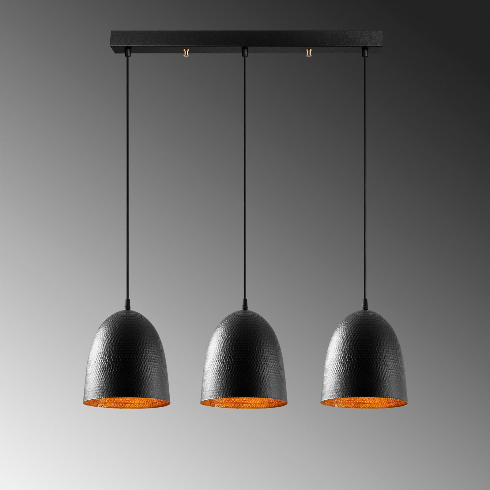 Suspension Tattoo 6173, noir, métal à 3 lampes linear