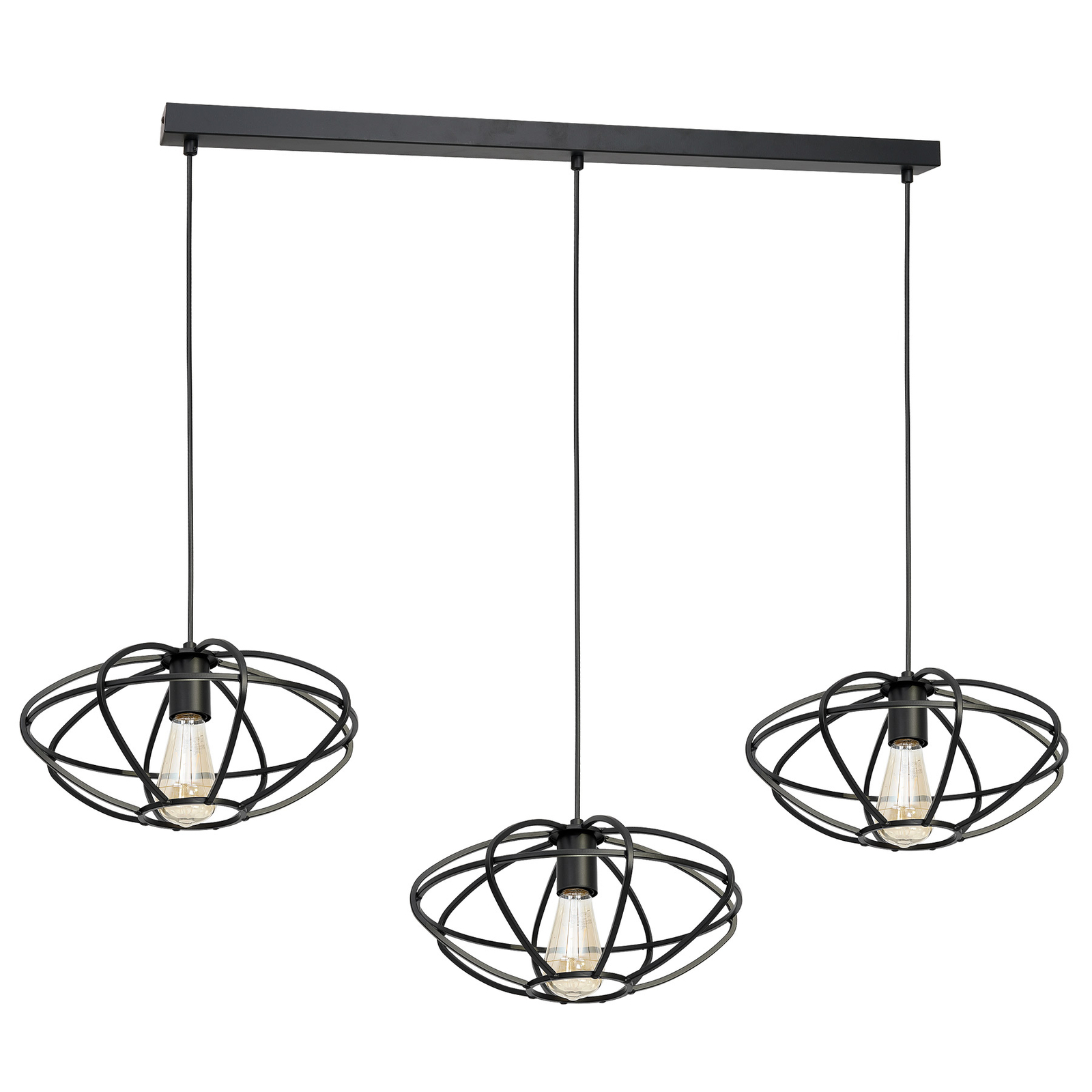 Hanglamp Epali met kooikappen, 3-lamps zwart