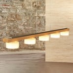 Lampada LED a sospensione Estelle, rovere oliato, a 6 luci