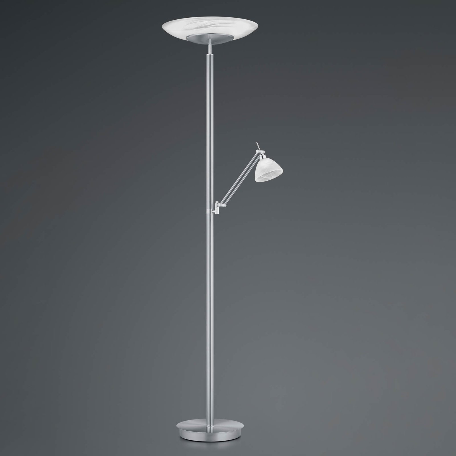 LED stojací lampa Findus, 2 zdroj, nikl