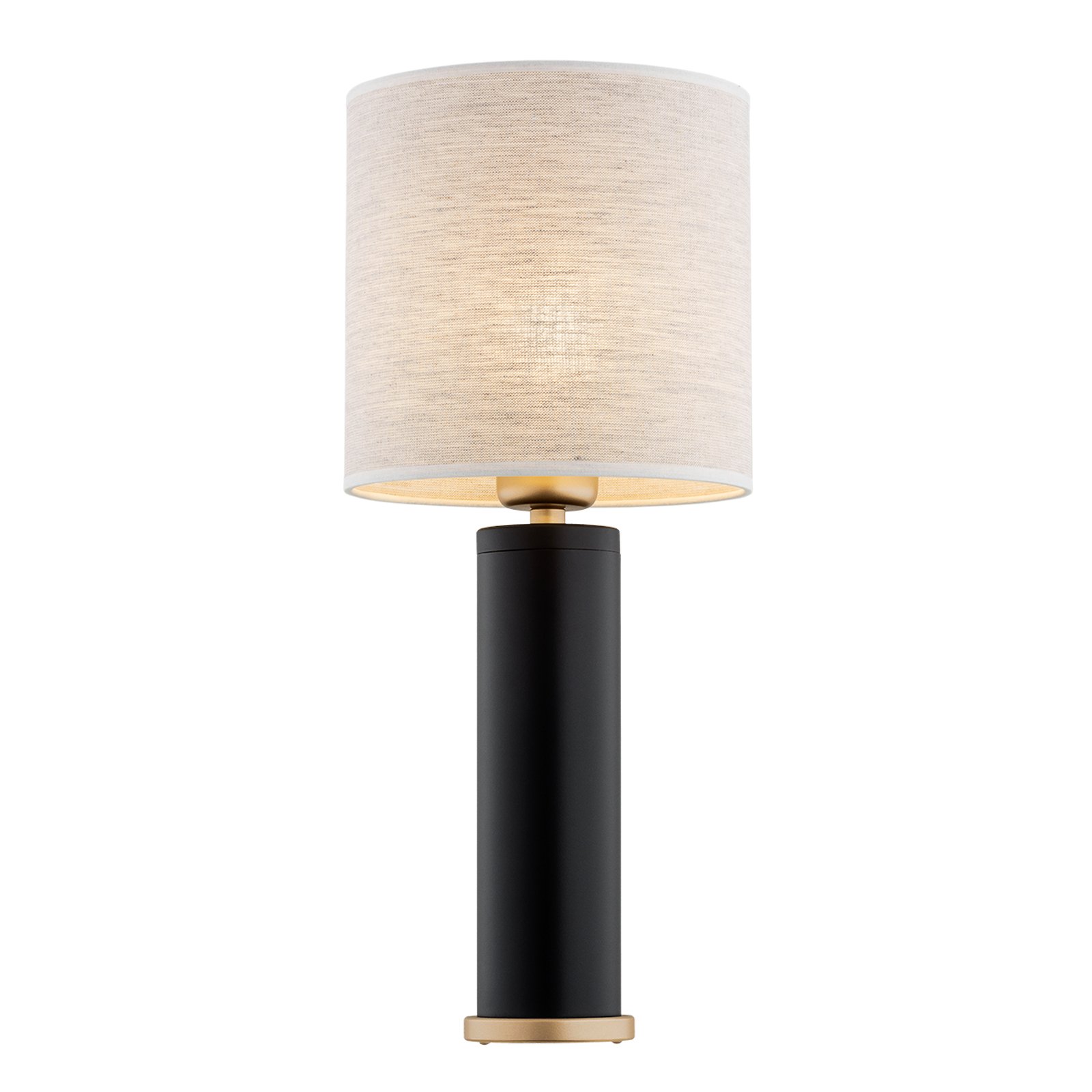 Romina table lamp, linen lampshade, black base