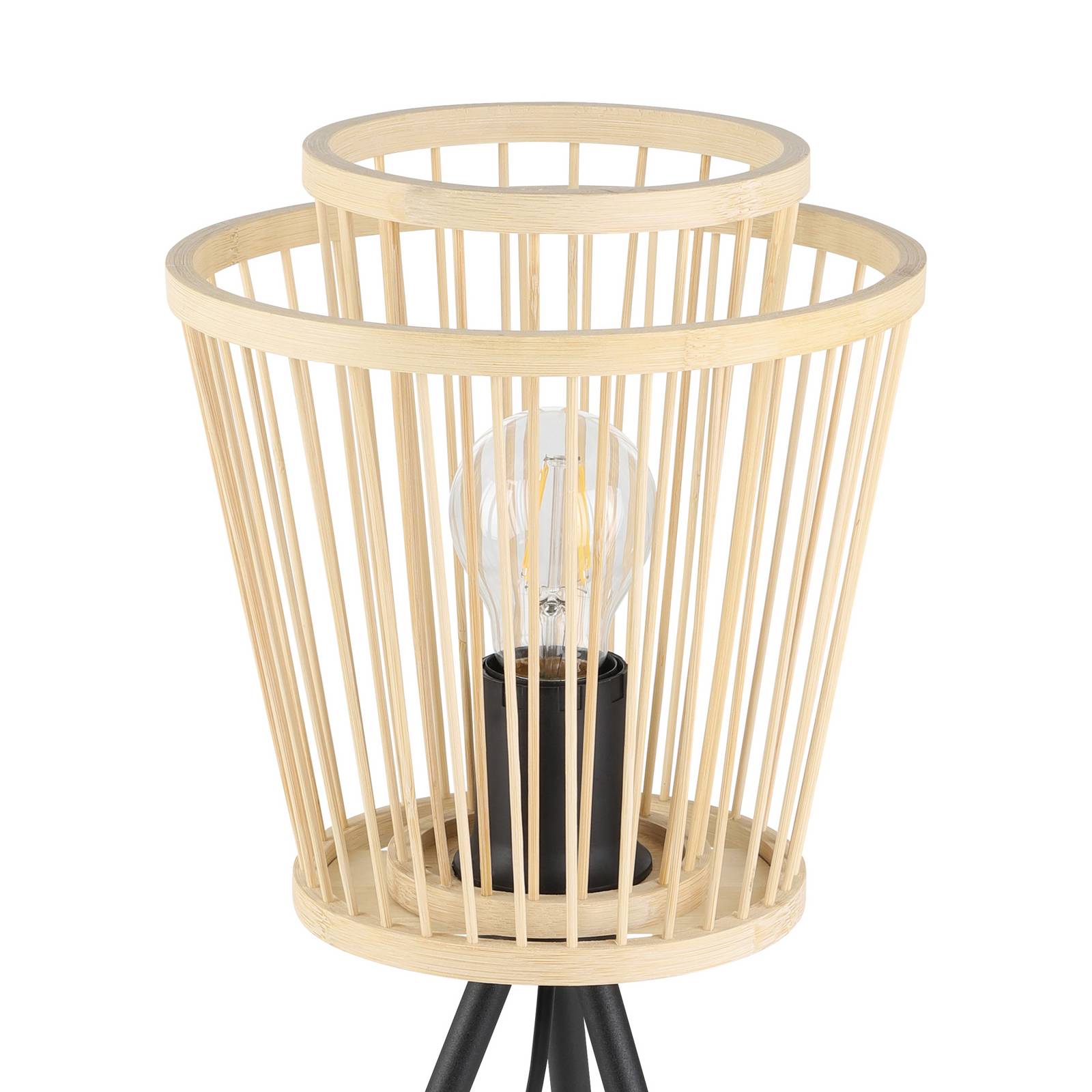  Eglo Tischleuchte Hykeham, Höhe 57 Cm, Natur/schwarz, Bambus 