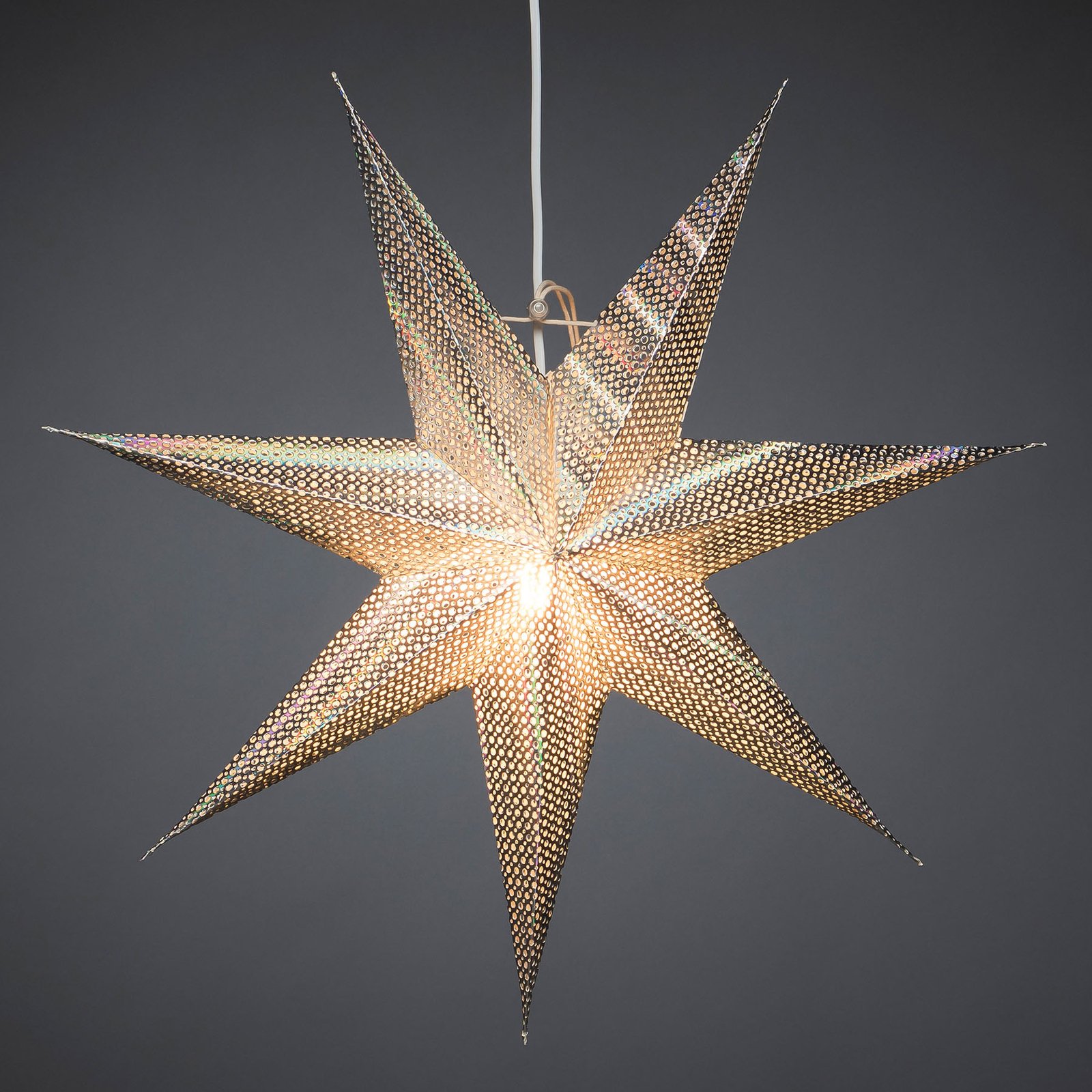 Estrella decorativa de papel, plateada, 7 puntas