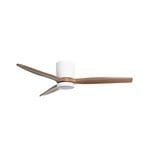 Ventilatore da soffitto LED Faipari, DC, 132 cm, bianco / legno scuro - Lucande